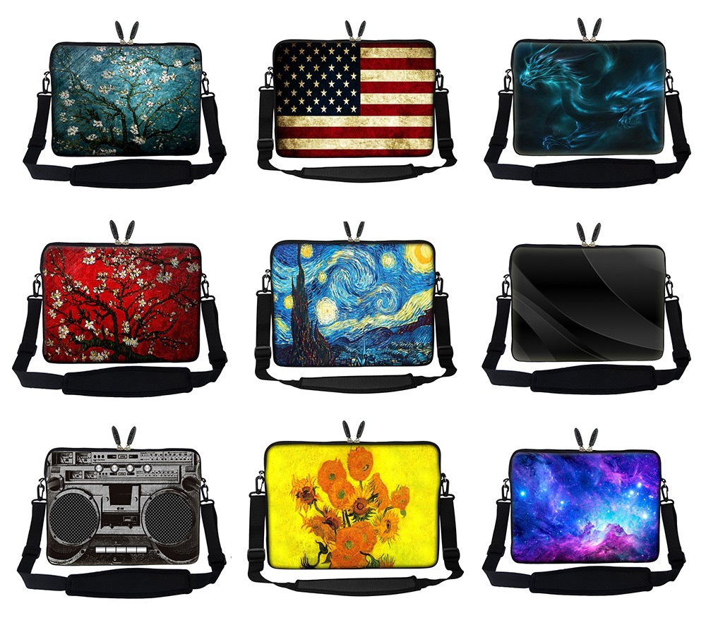 Water Resistant Neoprene Laptop Sleeve Bag Case Shoulder Strap 12 to 17.3 inch