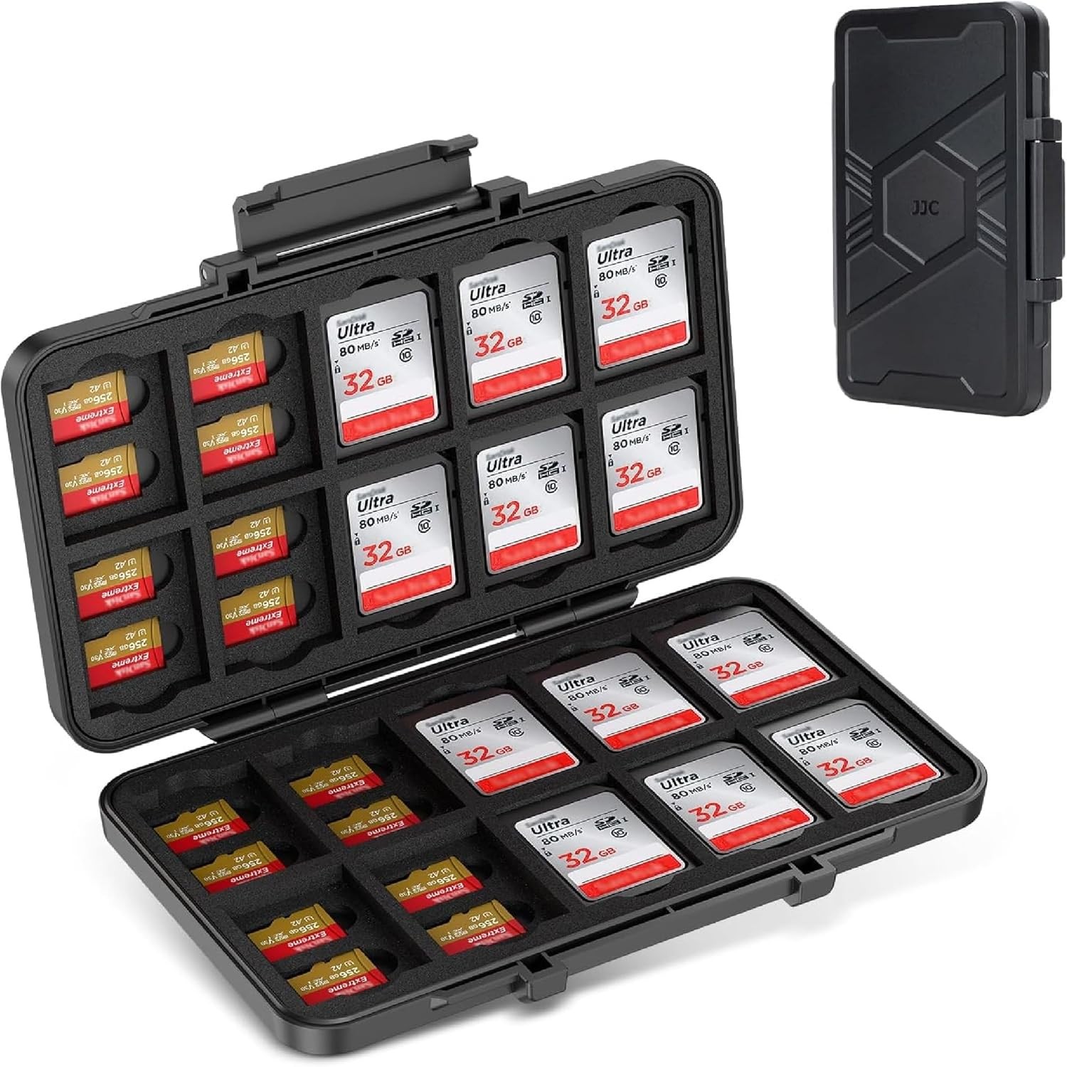 [Large Capacity] 60 Slots Memory Card Case for 20 SD and 40 TF Cards, Compact Si