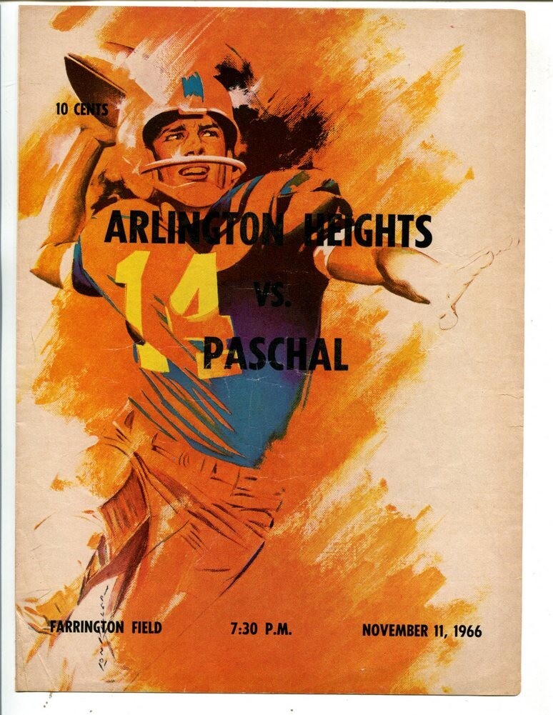 1966 Texas High School Football Program Arlington v Paschal 11/11 49542
