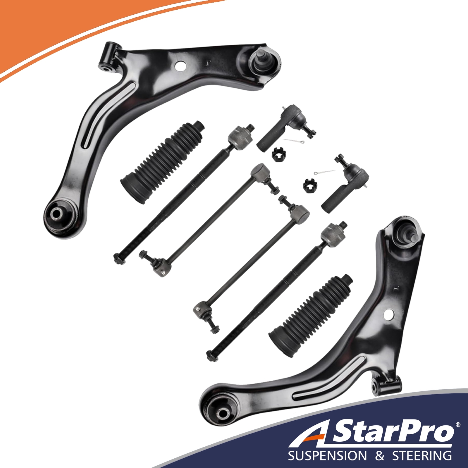 10pc Front Lower Control Arm + Sway Bar + Tie Rod for 2005-2009 Mazda Tribute