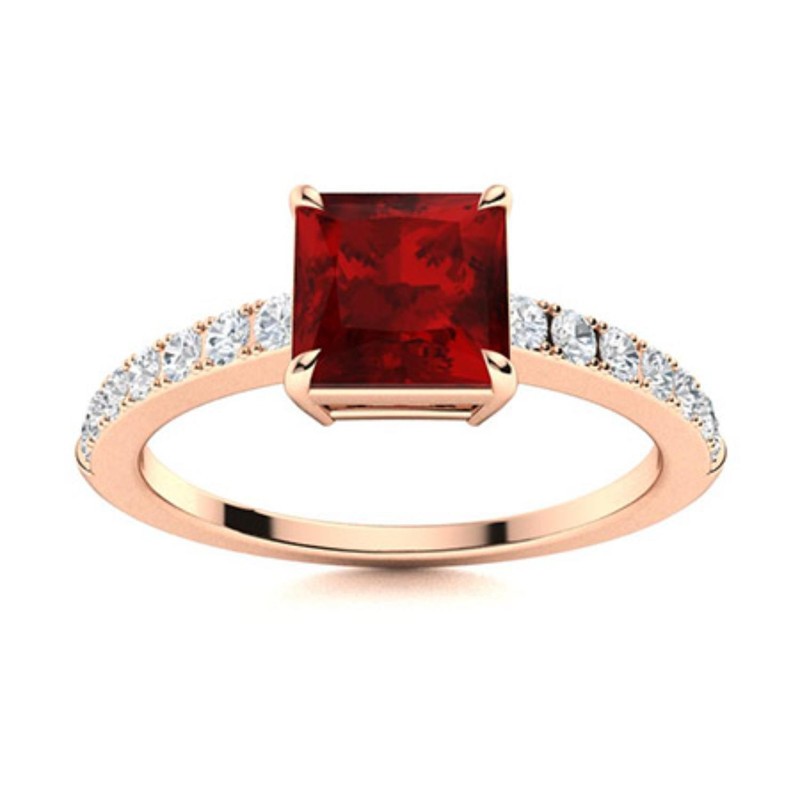 Garnet Stone New Solitaire with Accents January Ring Jewelry 925 Silver