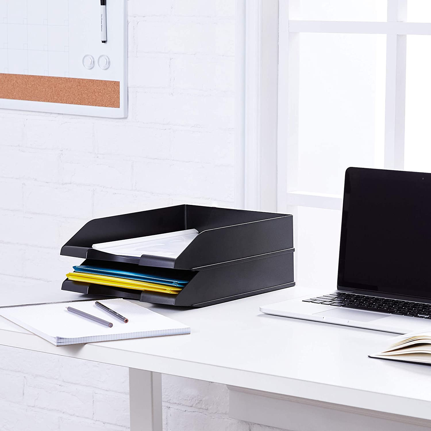 Amazon Basics Rectangular Stackable Desk Organizer Office Letter Tray, File Stor