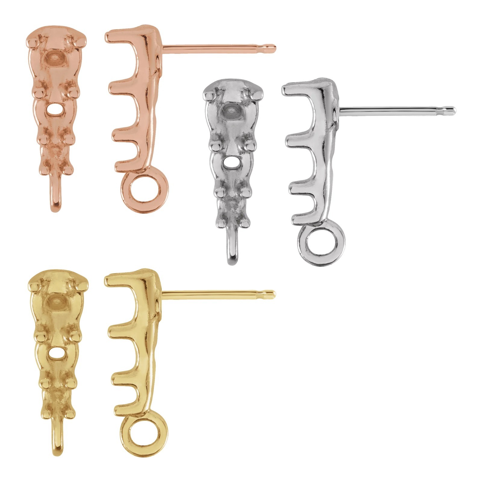 10K 14K 18K Gold, Platinum & Silver Round Graduated Earring Top