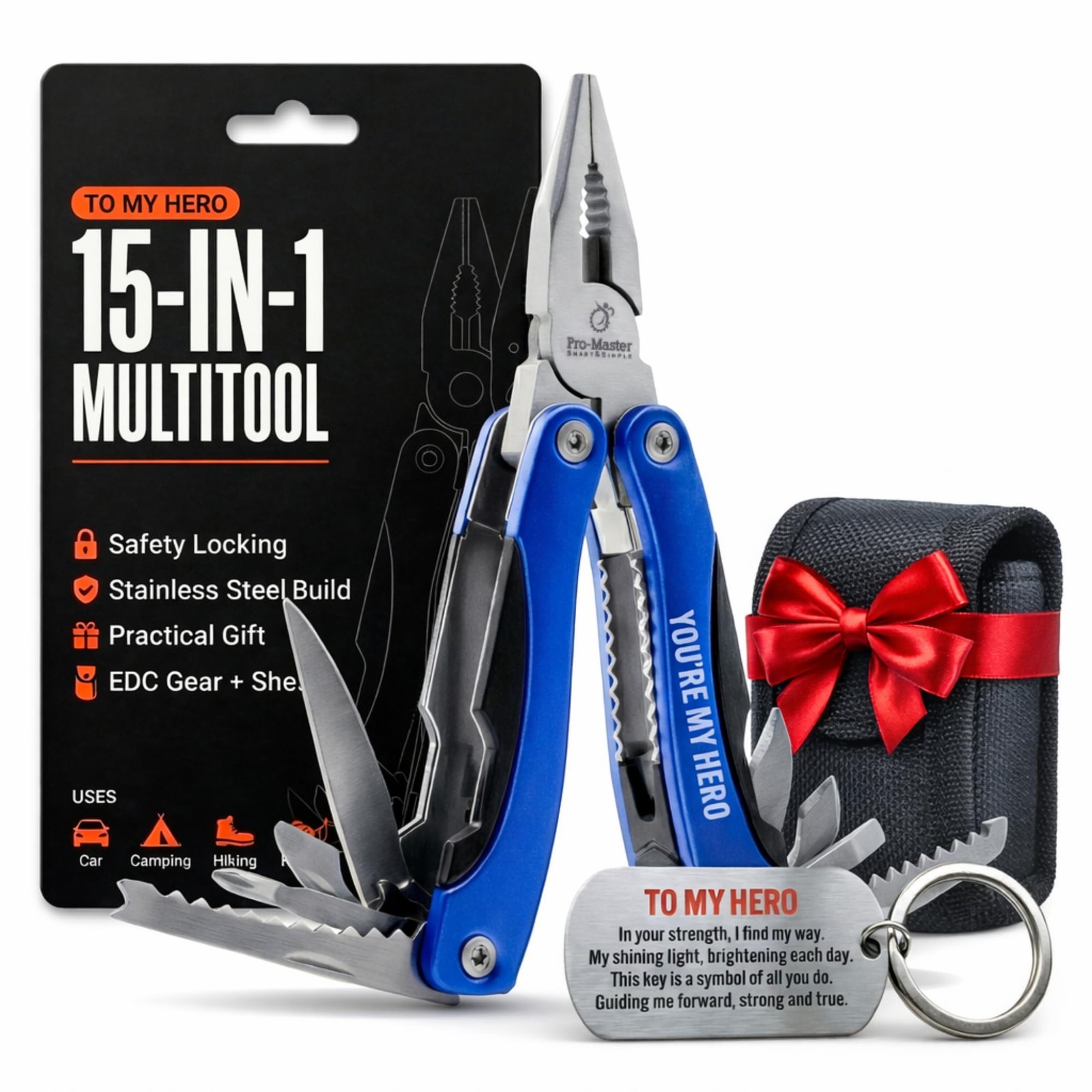 My Hero 15in1 Multitool Gift For Men Multi Tool Pliers With Safetylocking And Sh