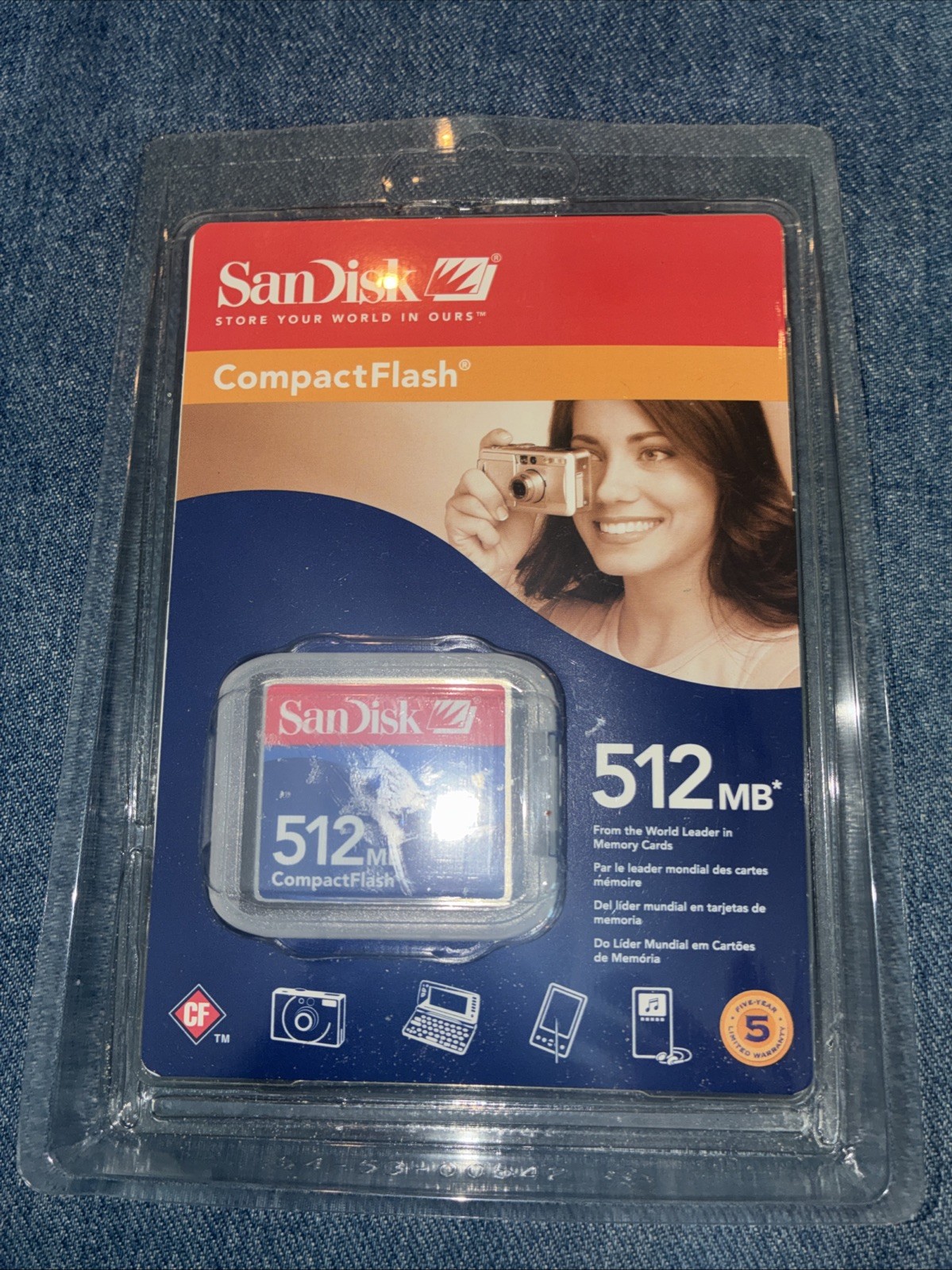 SanDisk 512 MB Compact Flash Memory Card New Factory Sealed Package