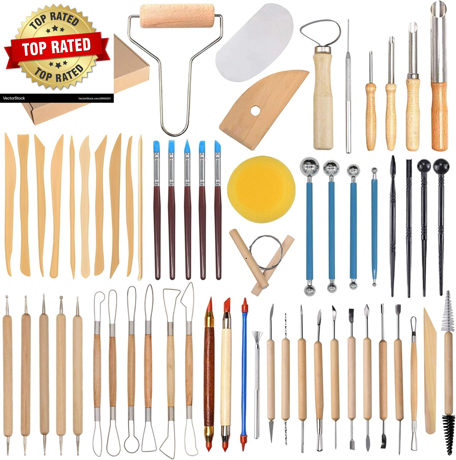 61Pcs Ceramic Clay Tools Kit Pottery Tools Clay Sculpting Shapers Carving Tool S