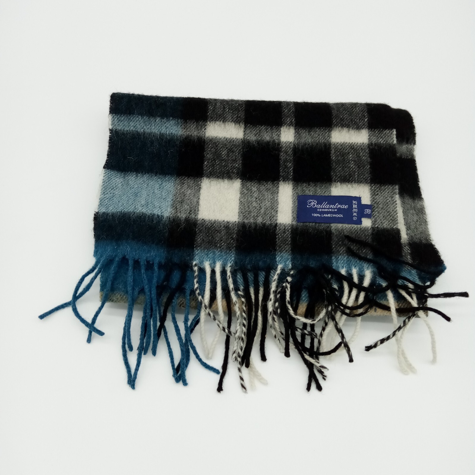 Ballantrae Edinburgh Men’s Scarf Blue / Black Plaid Lambswool One Size
