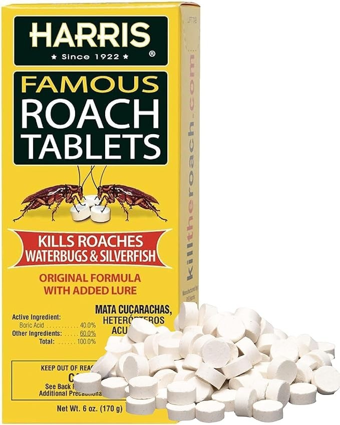 Harris Boric Acid Roach Tablets 6oz – Tabletas Mata Cucarachas con Atrayente