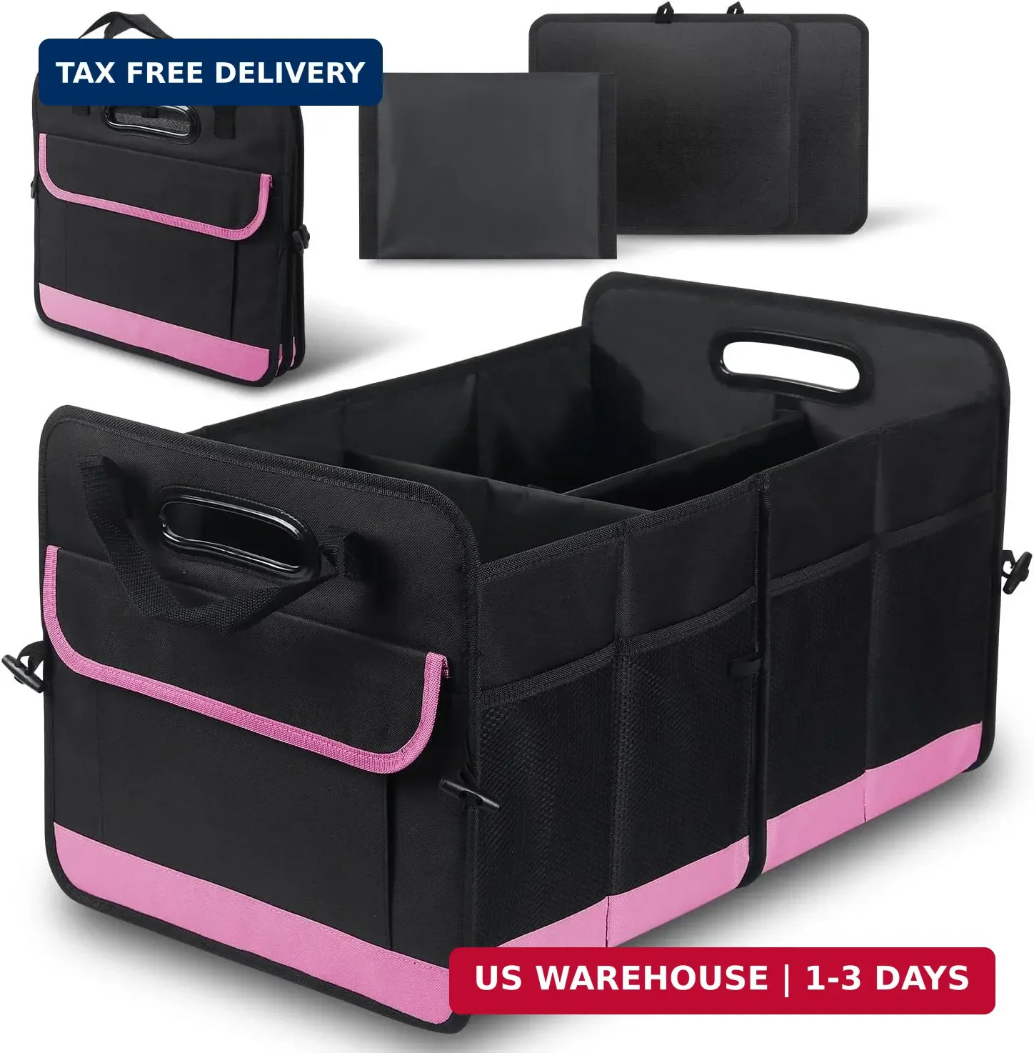 Car Trunk Organizer, 72L Large Capacity Waterproof Auto Storage Organizer with N