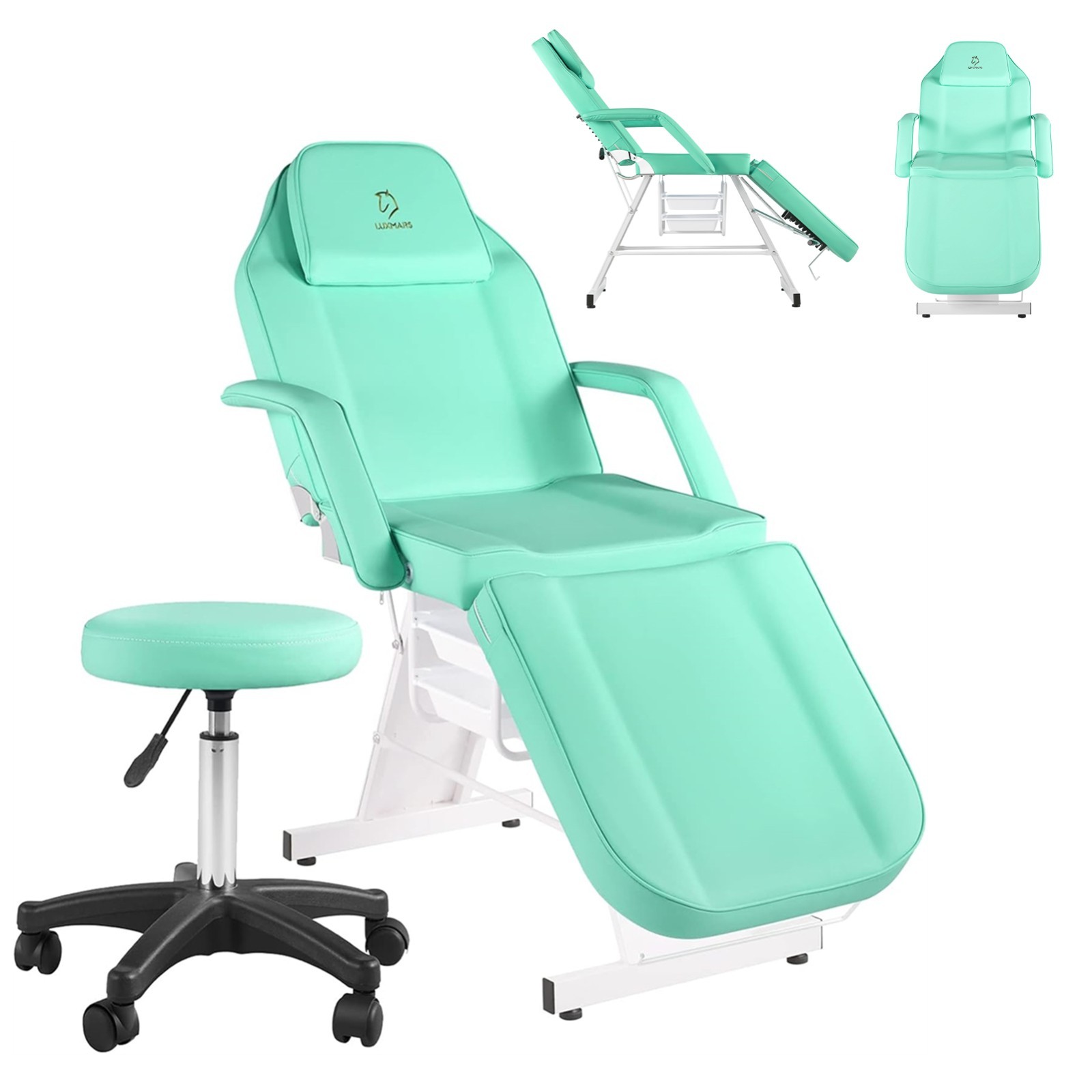 Facial Chair Adjustable Tattoo Chair with Stool Lash Bed for Beauty Spa Massage