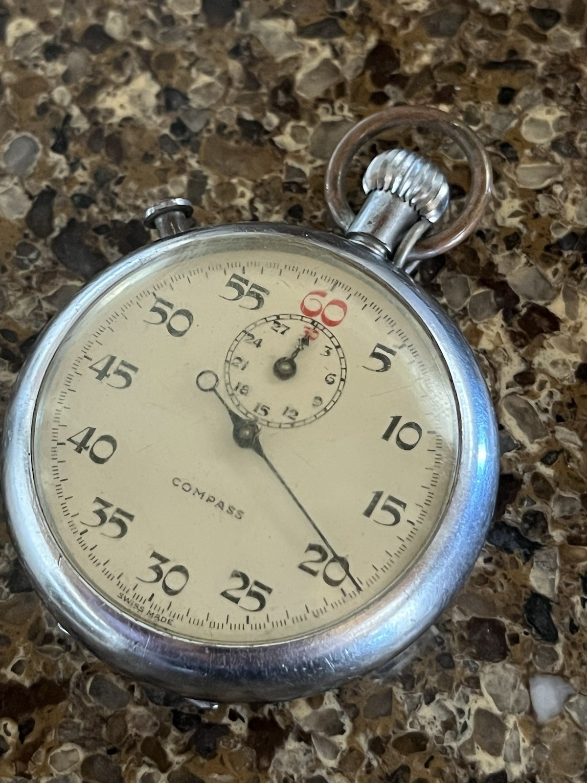 Vintage Compass Industries 1/10 Swiss Made Wind Up Mechanical Stopwatch