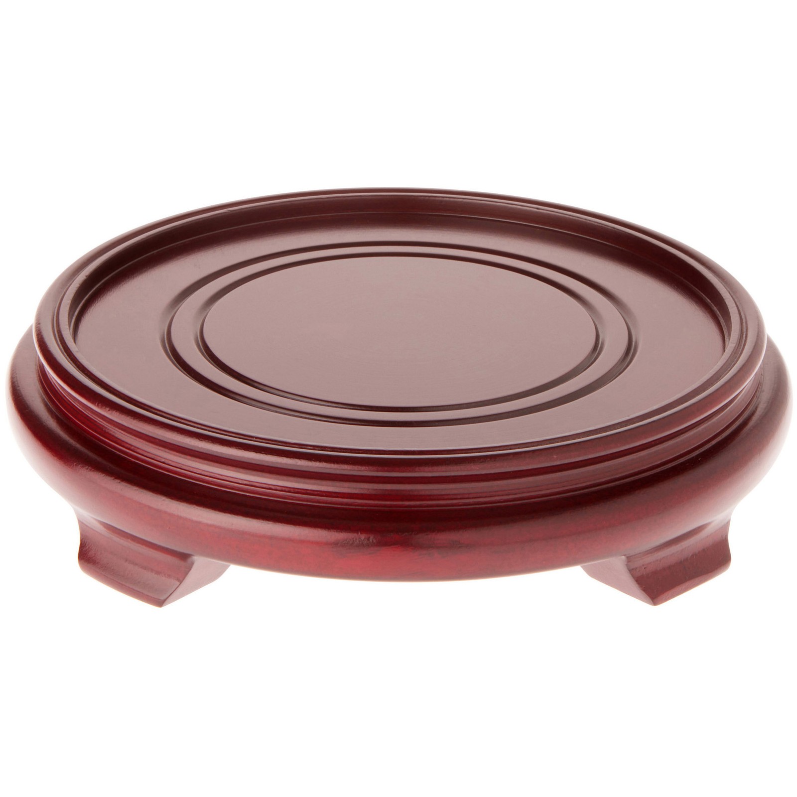 Plymor Red Round Wood Veneer Footed Display Base, 10.75" W x 10.75" D x 2.25" H