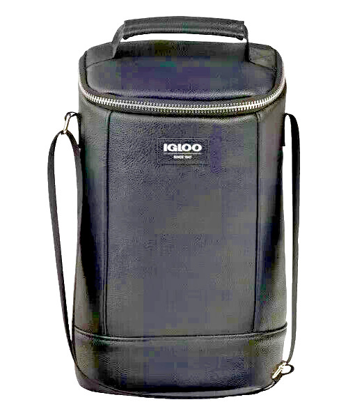 Igloo Luxe Black Beverage Tote Cooler Bag Strap Insulated MaxCold Travel Gift