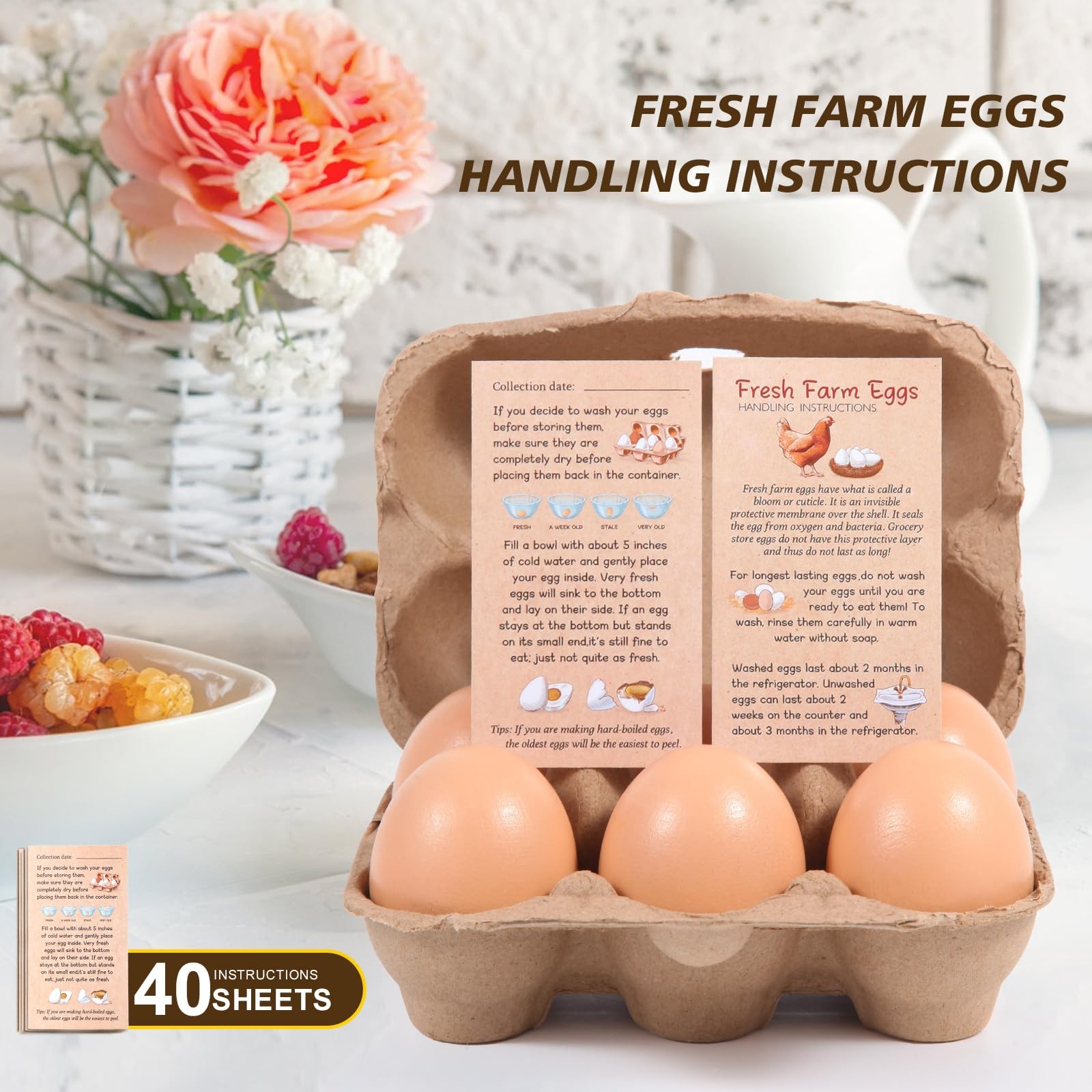 40 Pack Egg Cartons 6 Count Paper Pulp Reusable Strong Storage For Eggs Bulk