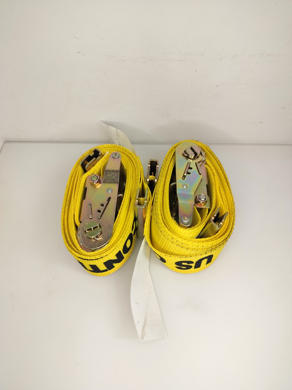 2Pack 2"x12' YELLOW E TRACK RATCHET STRAPS W/ SPRING E-FITTINGS & 4' FIXED END
