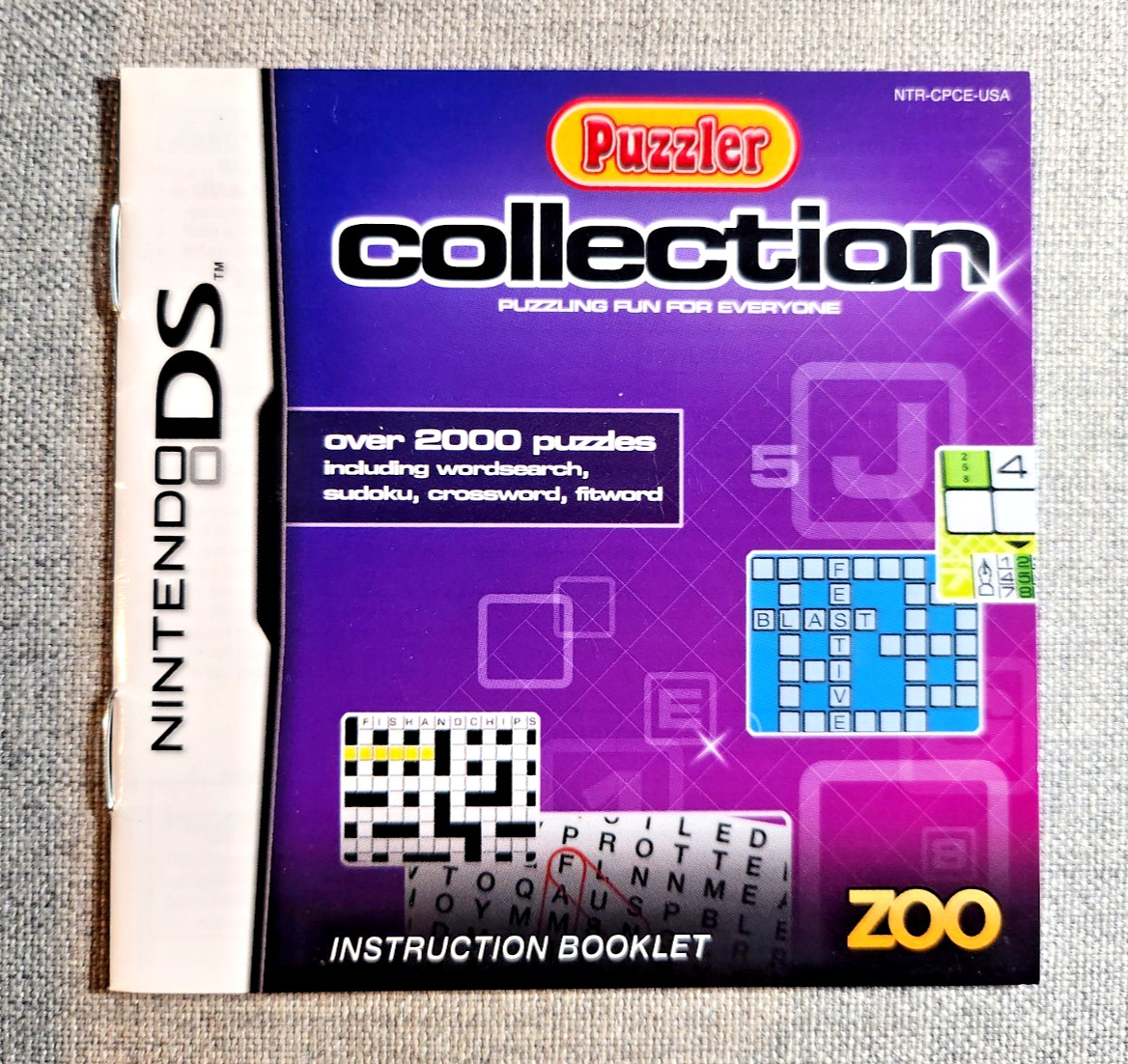 Puzzler Collection Instruction Manual Only - Nintendo DS