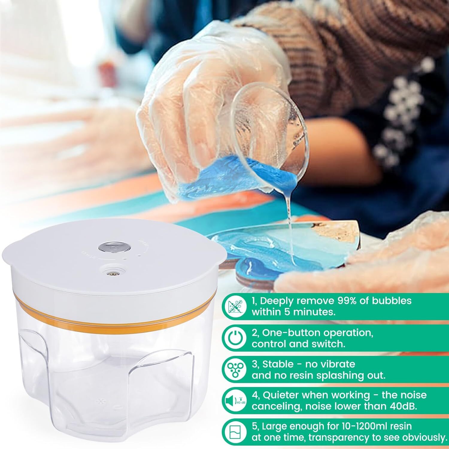 Resin Bubble Remover, Faster Remove Bubbles Within 5 Mins, Wide Vacuum...
