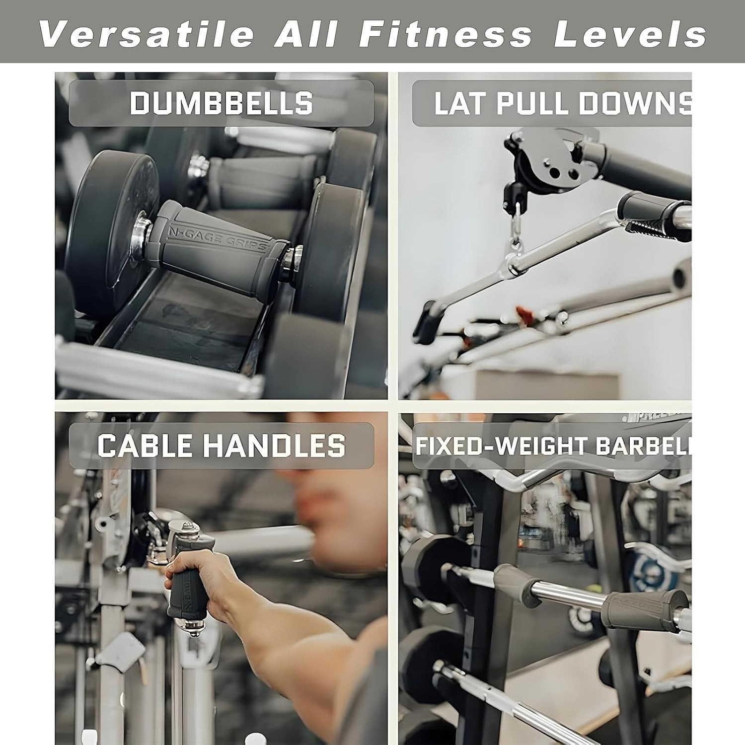 Angled Barbell Grips, Ergonomic Rotating Handles for Weightlifting, Reduce Joint
