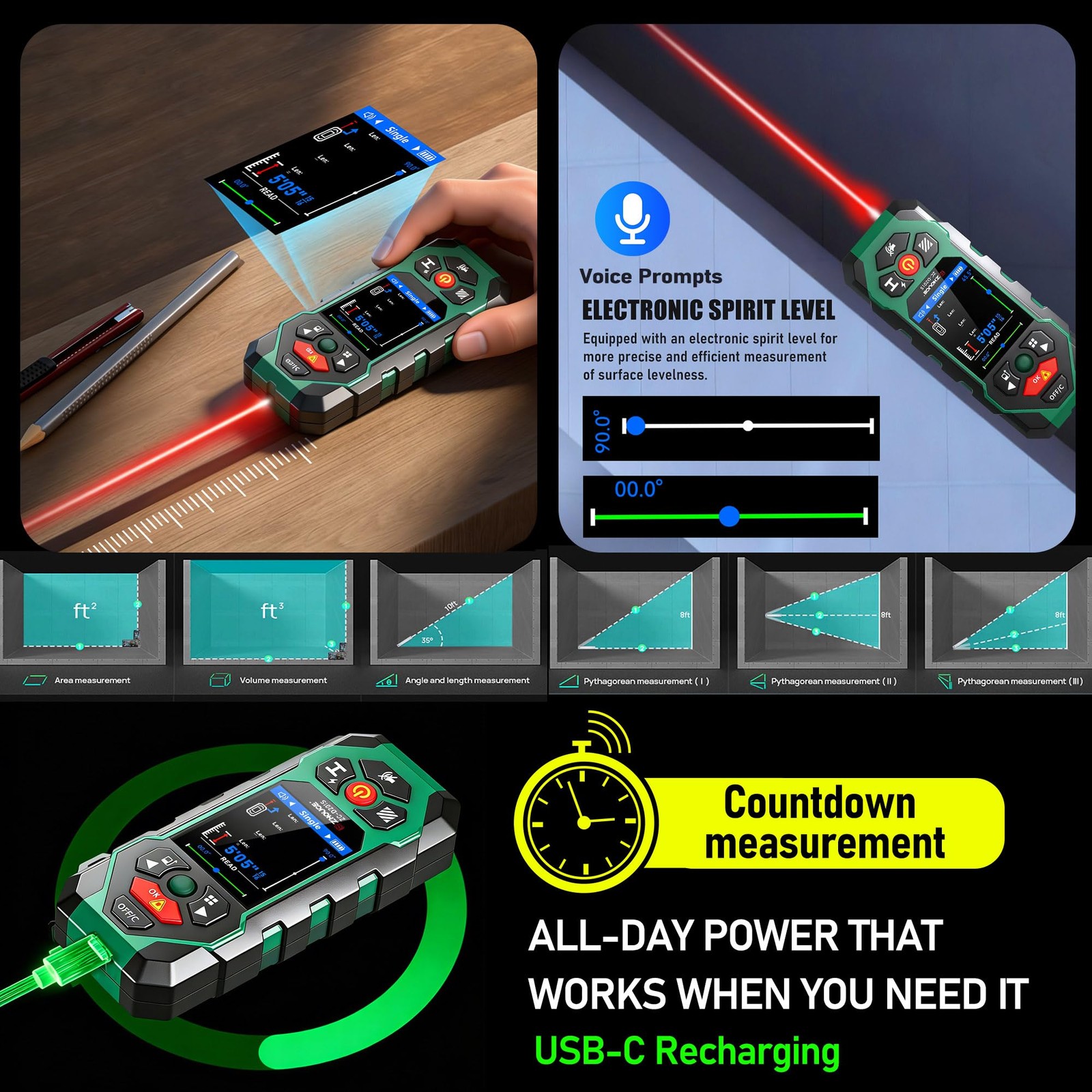 Stud Finder Wall Scanner 10 in1 Multi-Function Wall Detector Precisely Locate...