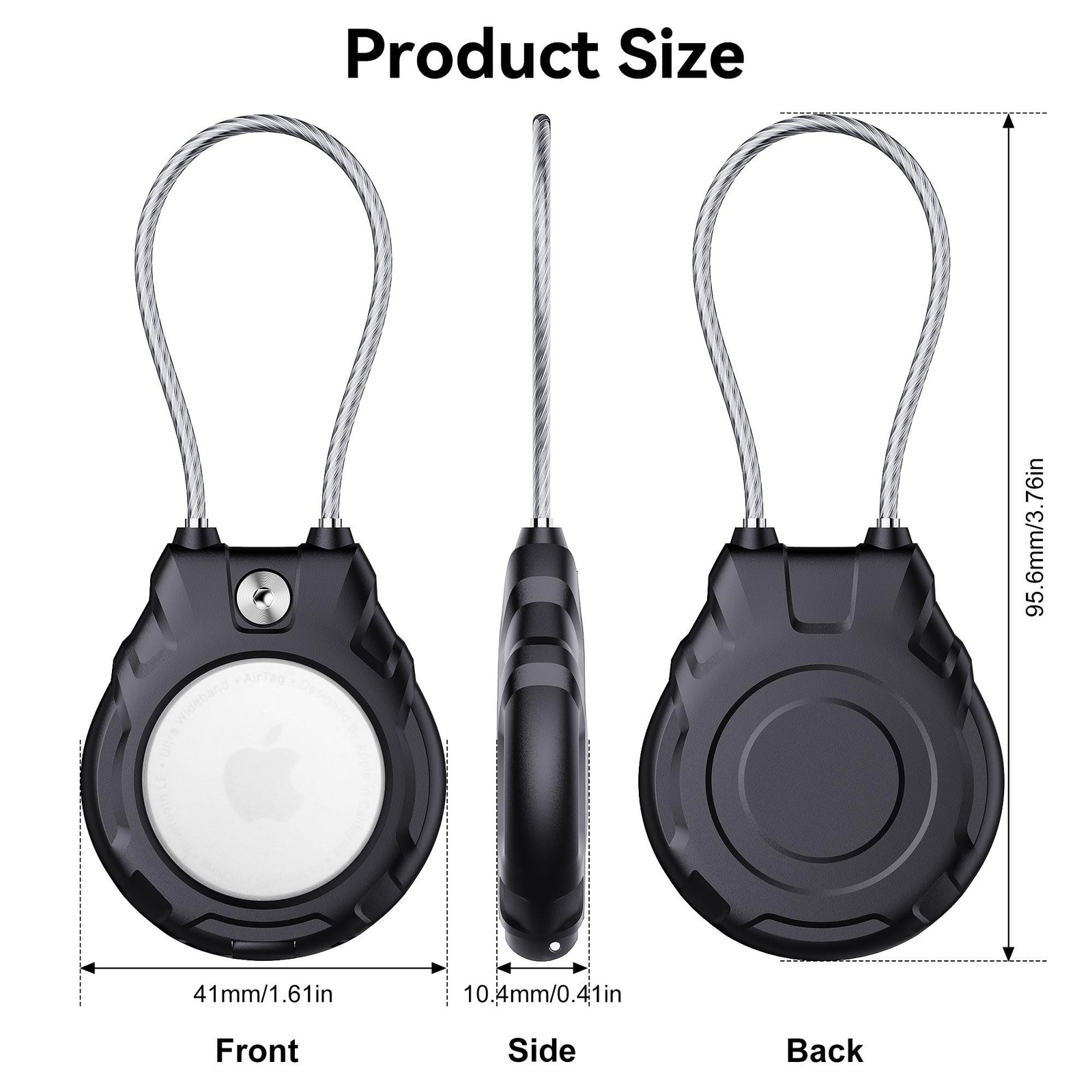 for Airtag Holder with Wire Cable, 4 Pack Ultra-Durable Lockable Case for App...