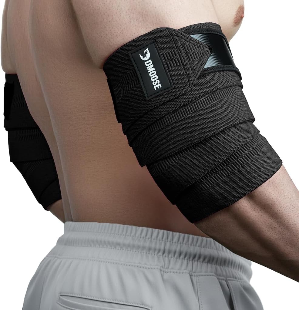 Elbow Wraps for Weightlifting (Pair) - 40'' Adjustable Strap for Gym Workout &