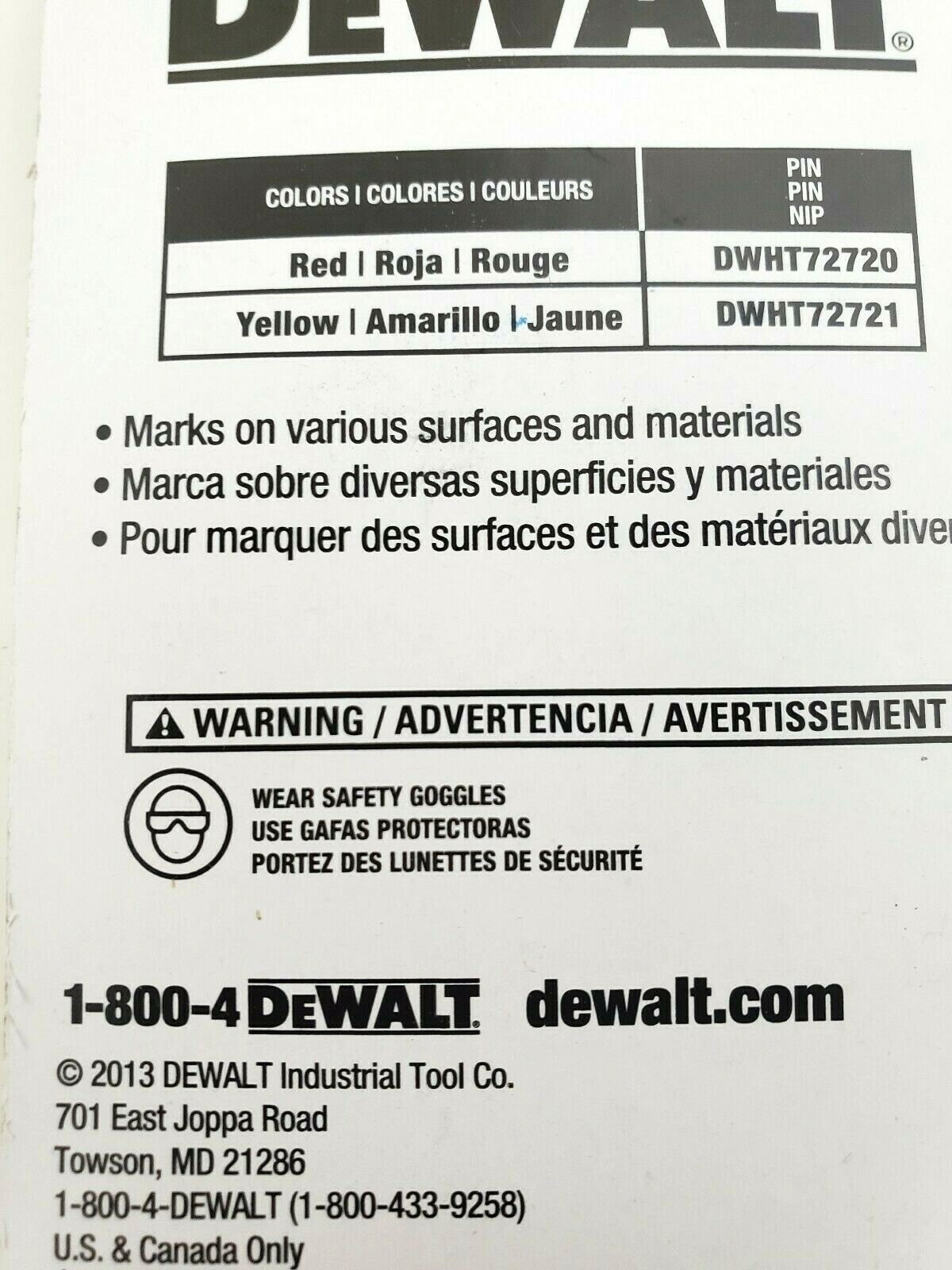 Lot of 5 Packs of 2 Dewalt DWHT72719 Blue Lumber Crayons