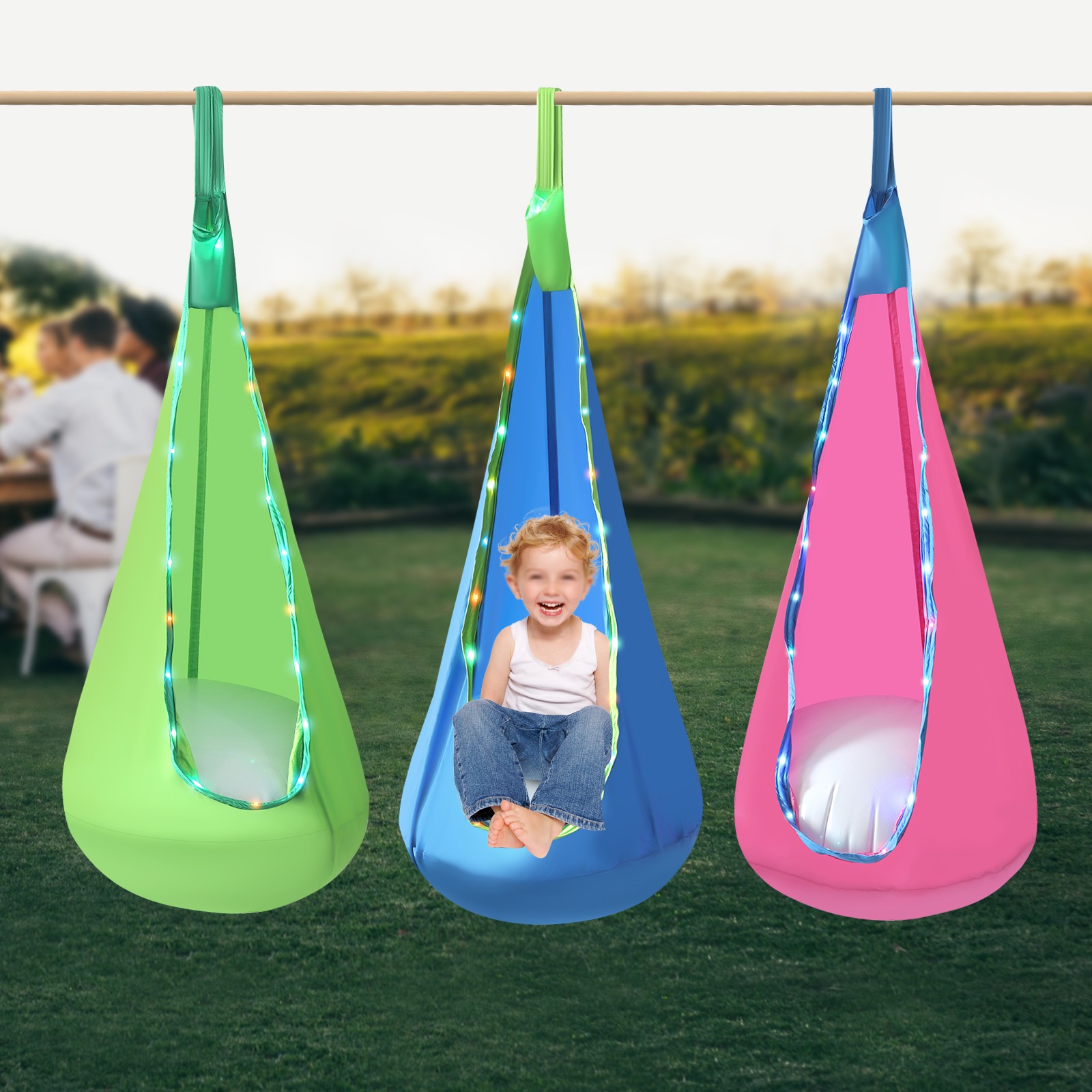 3pcs Light Up Kids Pod Swing Seat Swing Chair for Kids Indoor & Outdoor ?