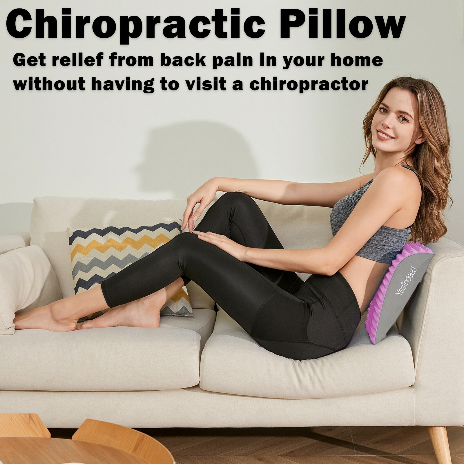 Back Stretcher Pillow - Back Pain Relief, Support for prolonged Sitting (Pink)