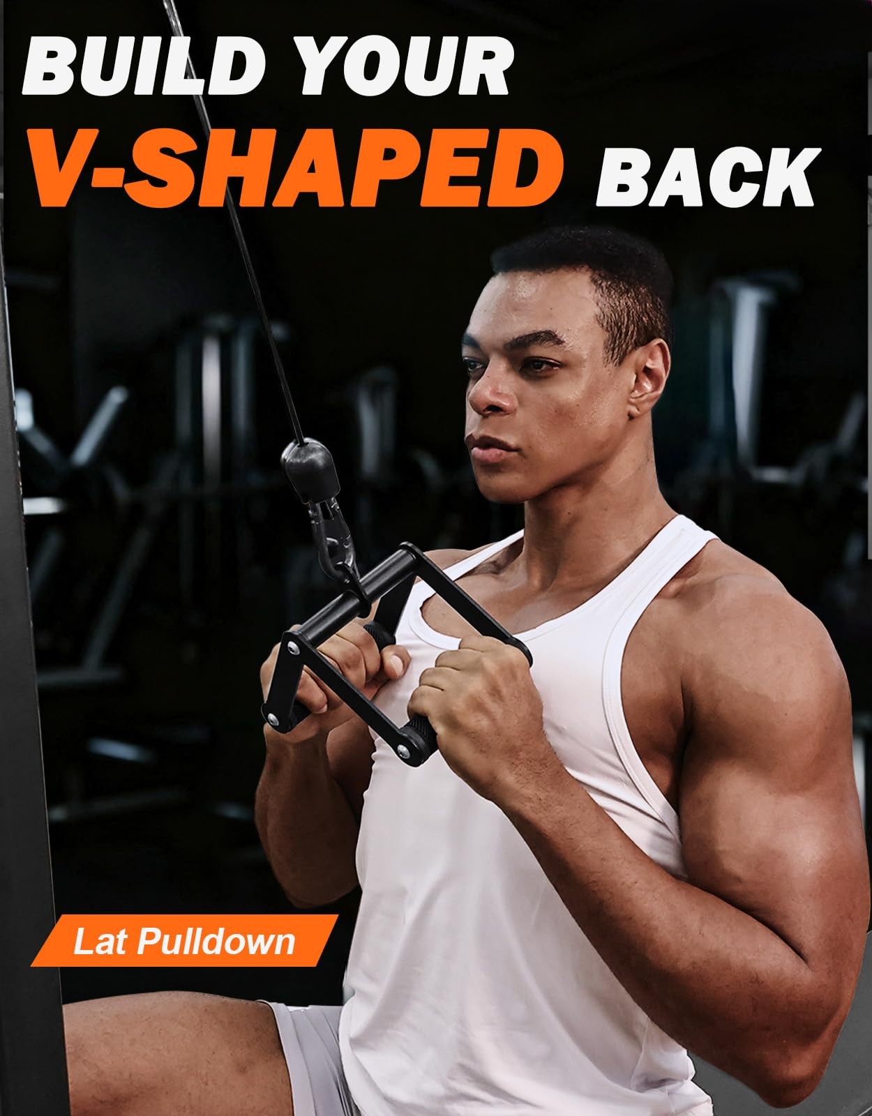 Double D Row Handle Cable Attachments for Gym, Non-Slip V Bar Attachment for ...