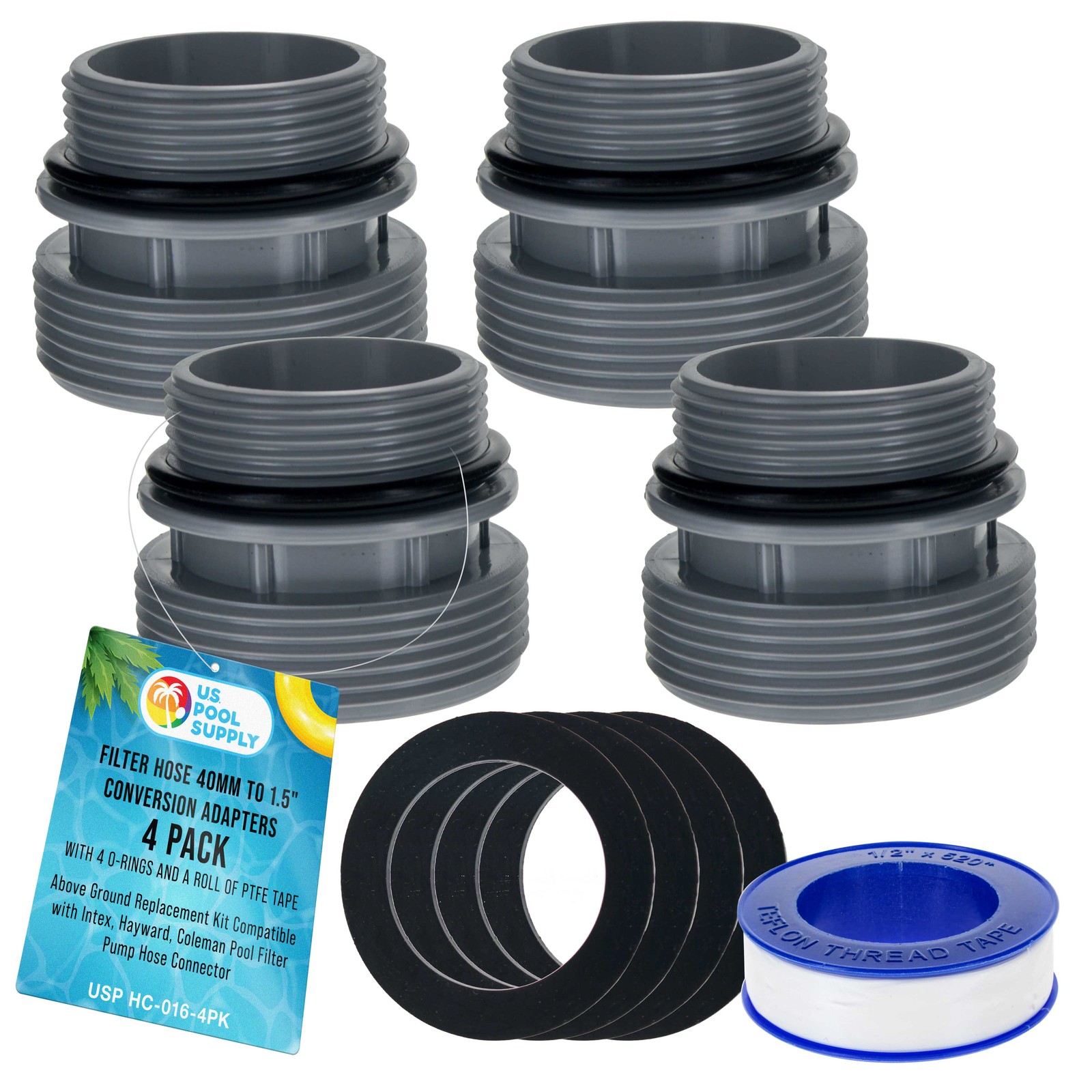 Pack of 4 Pool Hose 40mm to 1.5" Hose Conversion Adapters 4560 Replacement Kit