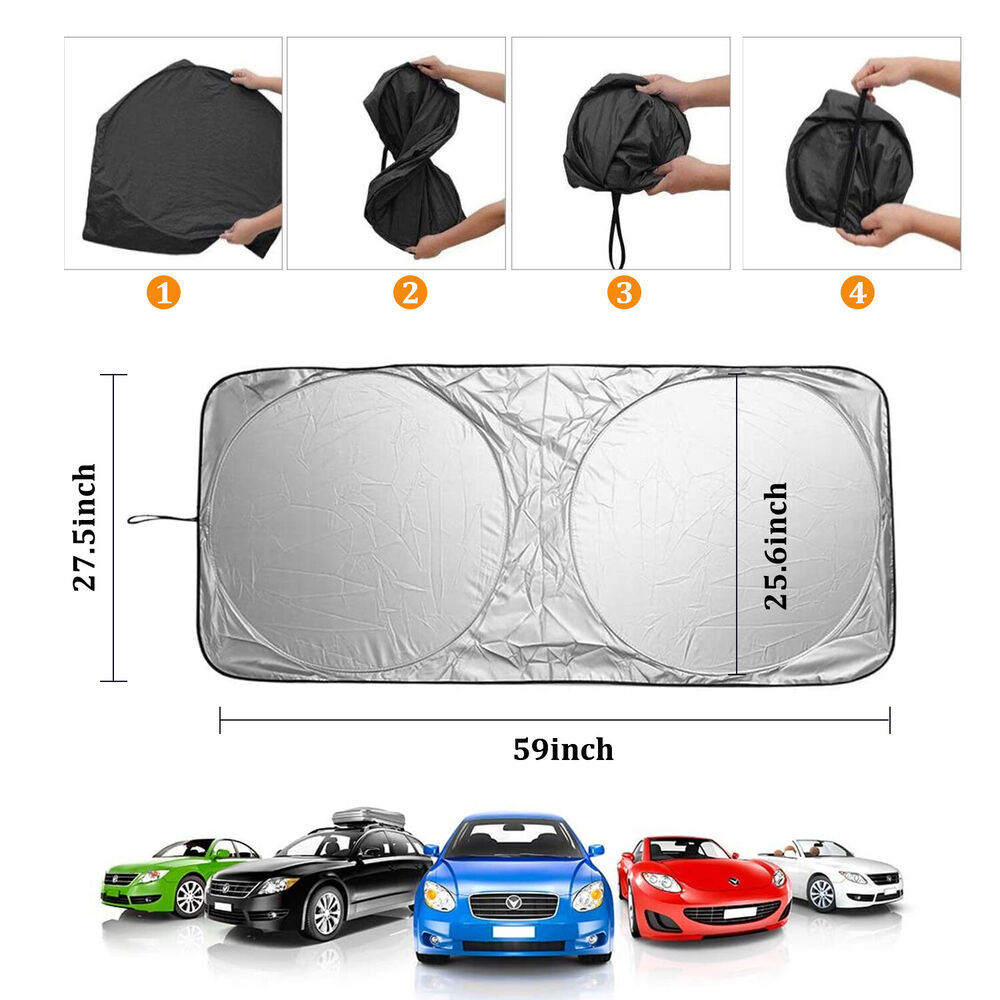 Folding Jumbo Front Rear Car Window Sun Shade Auto Visor Windshield Block Cover