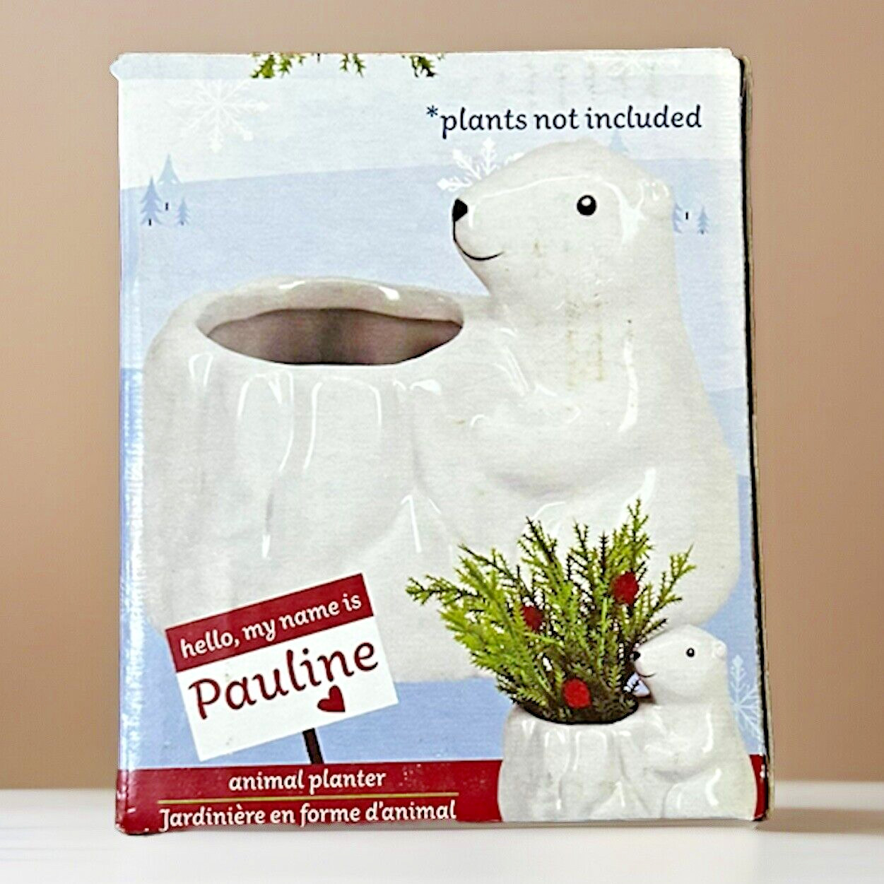 Ceramic Animal Planter ~ Pauline the Polar Bear ~ In Box ~ Winter Gifts