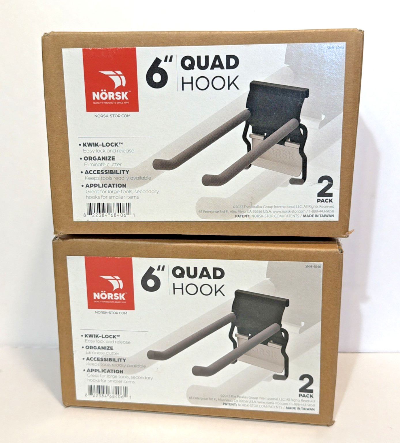 (4) Norsk Slatwall Slat Wall 6 in. Steel Quad Hook (2 - 2-Packs)