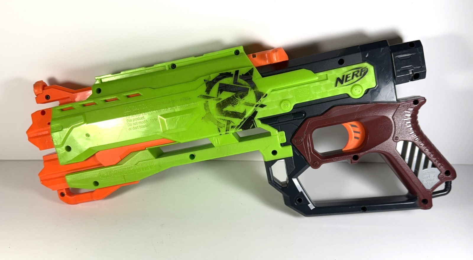 Nerf Zombie Strike Blaster Gun Green 4 shot - Works Great (see video)