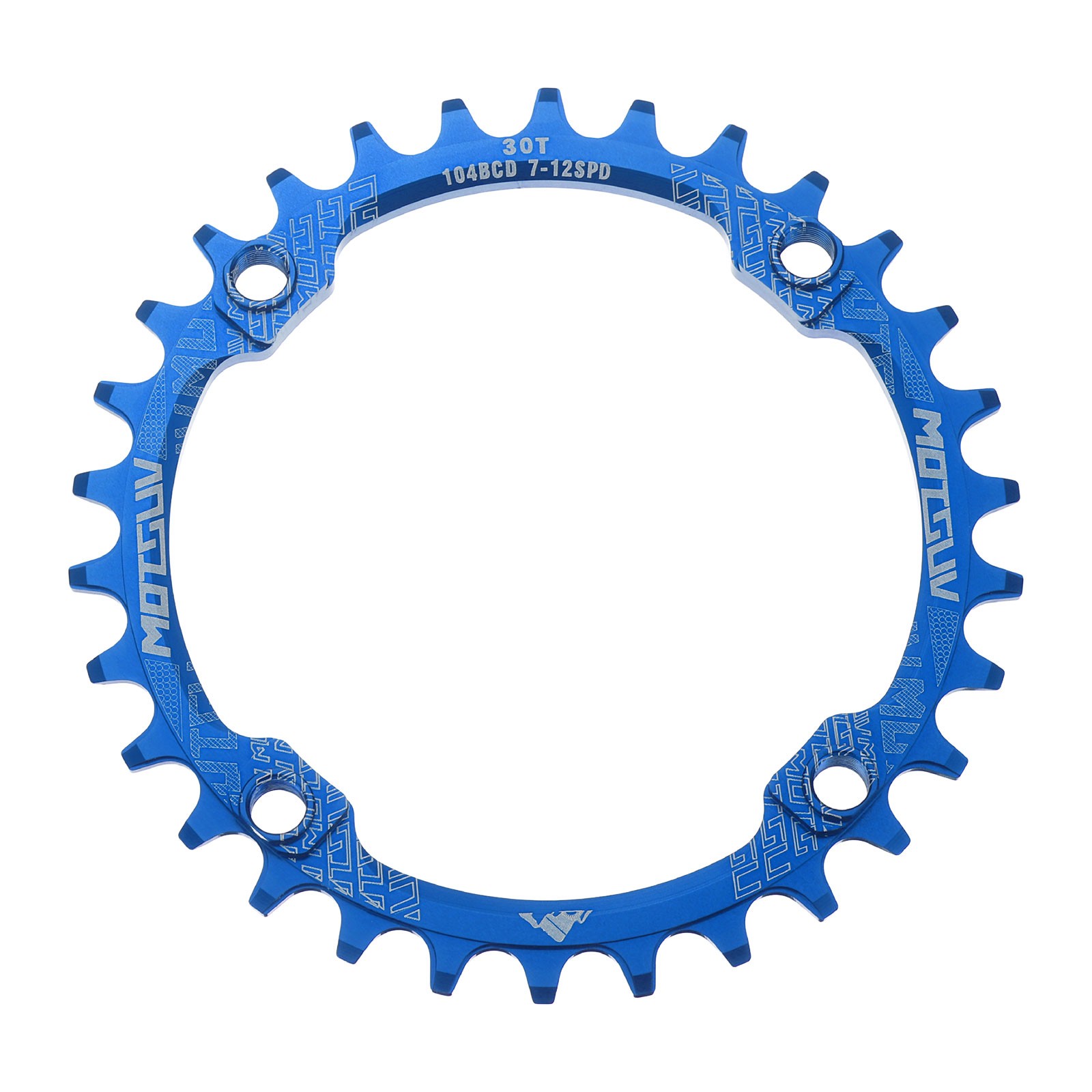 104BCD Bike Chainring 30T 125mm Diameter Round Aluminum Narrow Wide Tooth Blue