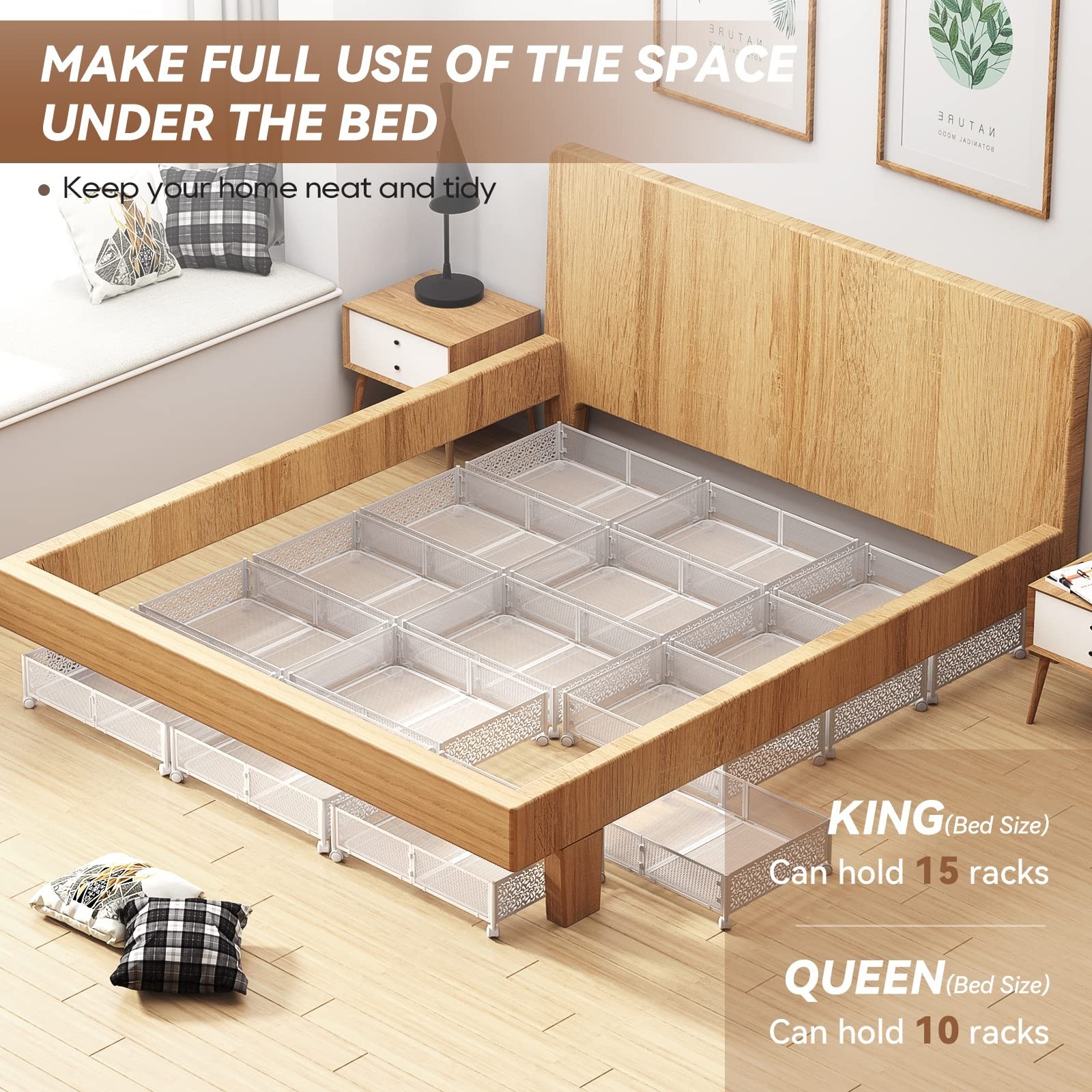PHINOX Under Bed Storage, Under the Bed Storage Containers with Wheels, Under...