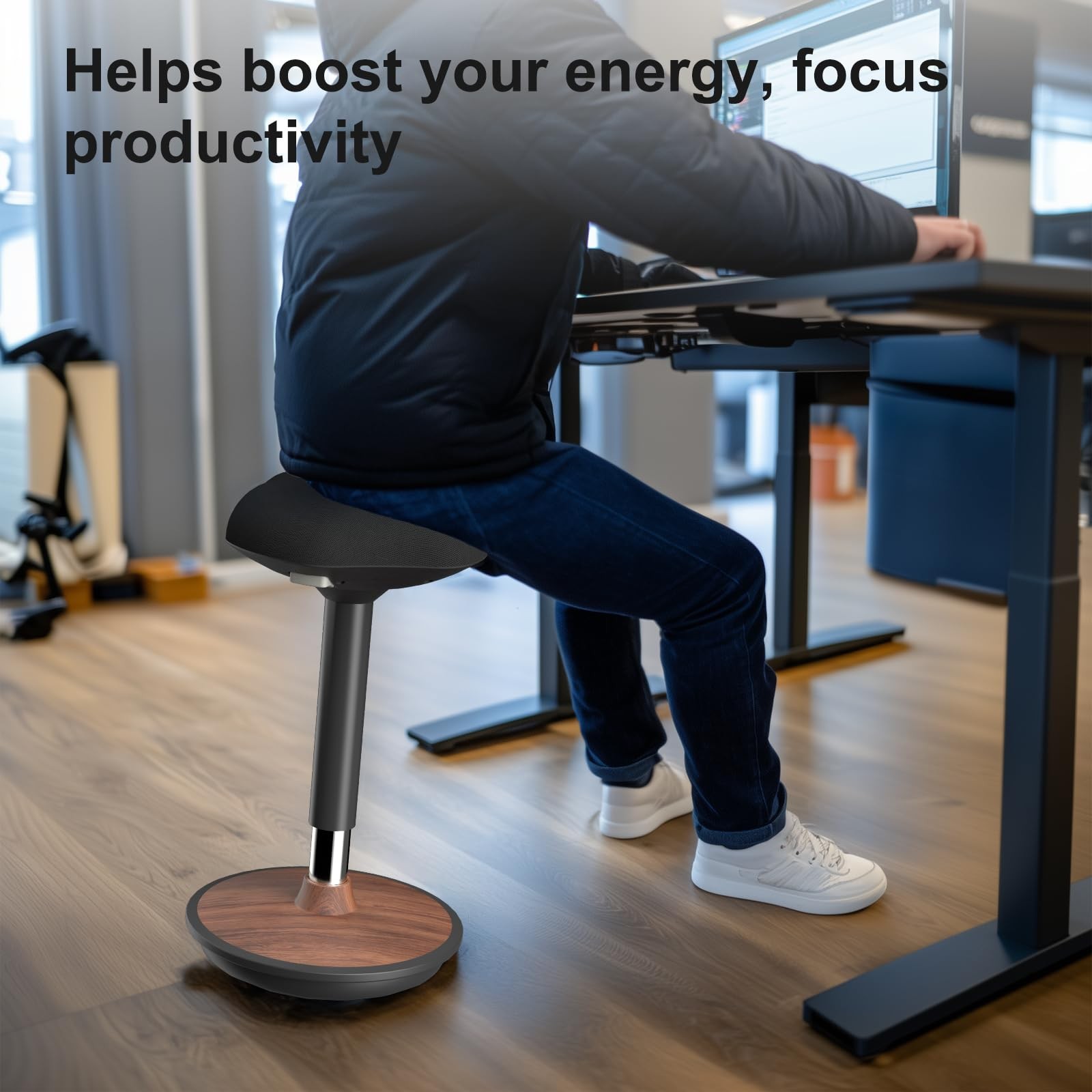 Adult Wobble Stool - Anti-Fatigue Standing Desk Stool with 360° Rocking Non-S...