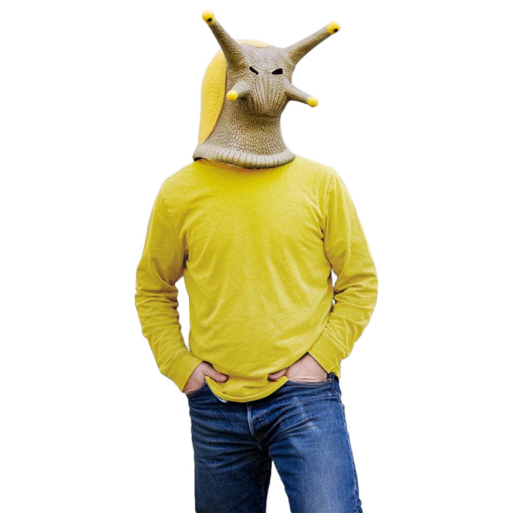 Halloween Funny Animal Headgear Snails Latex Mask Adult Cosplay Yellow Slug Mask