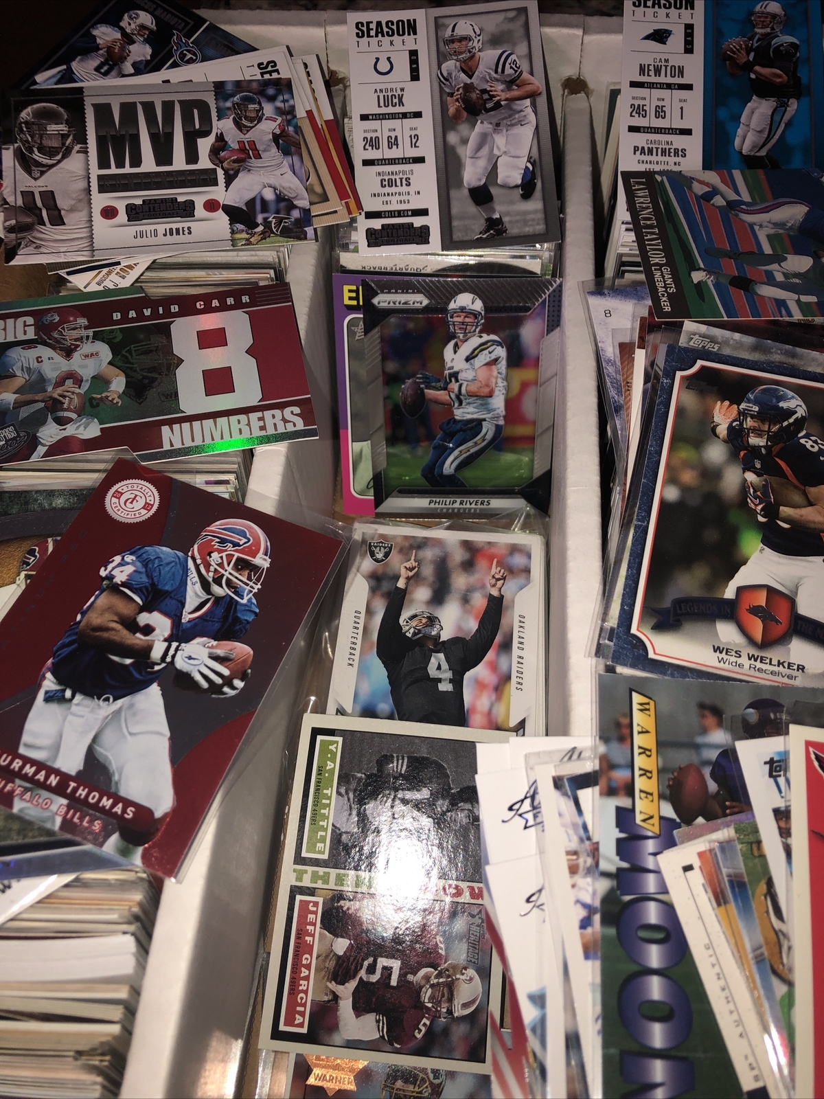 Huge LOT Appx. 5 lbs. Football Cards Giant BOX LOT w Stars HOF Inserts RC’s+!
