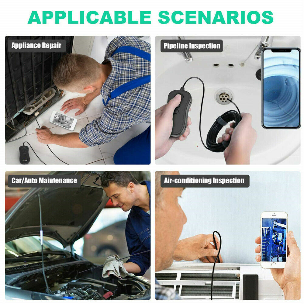 6LED USB Snake Endoscope Borescope HD Inspection Camera Scope 5M 8.5mm WiFi