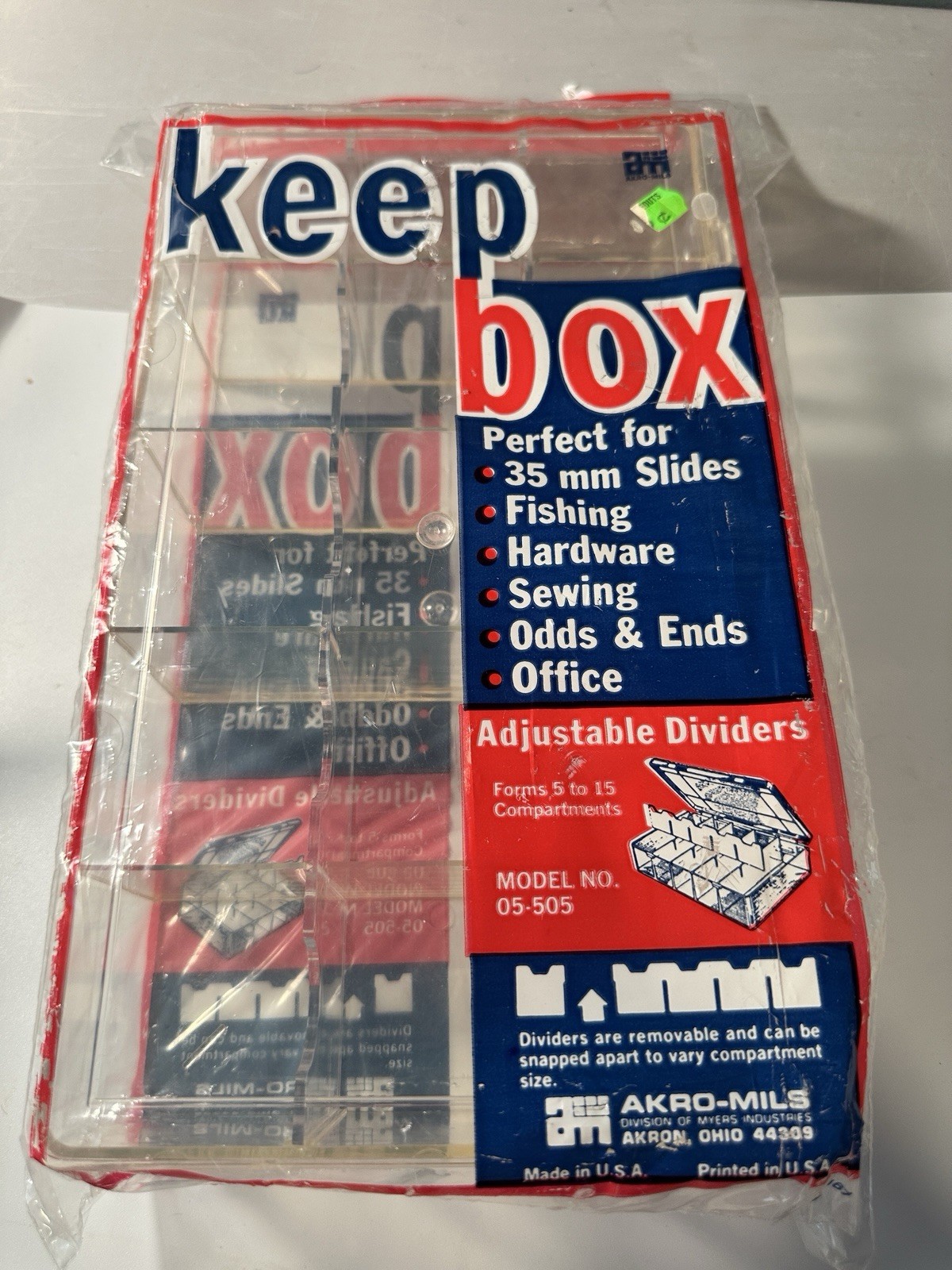 Vintage 15 Grids Clear Plastic Organizer Box Storage Fishing Crafts Hardware
