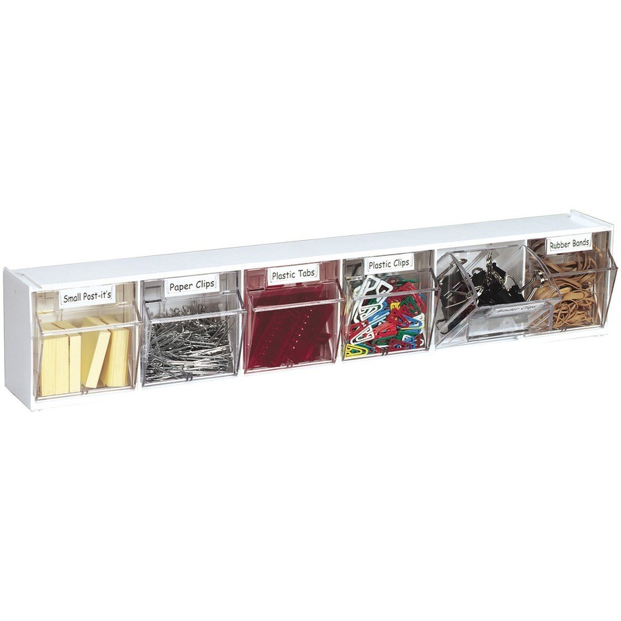 Deflecto 20603OP Interlocking Tilt Bin 6 Compartment White