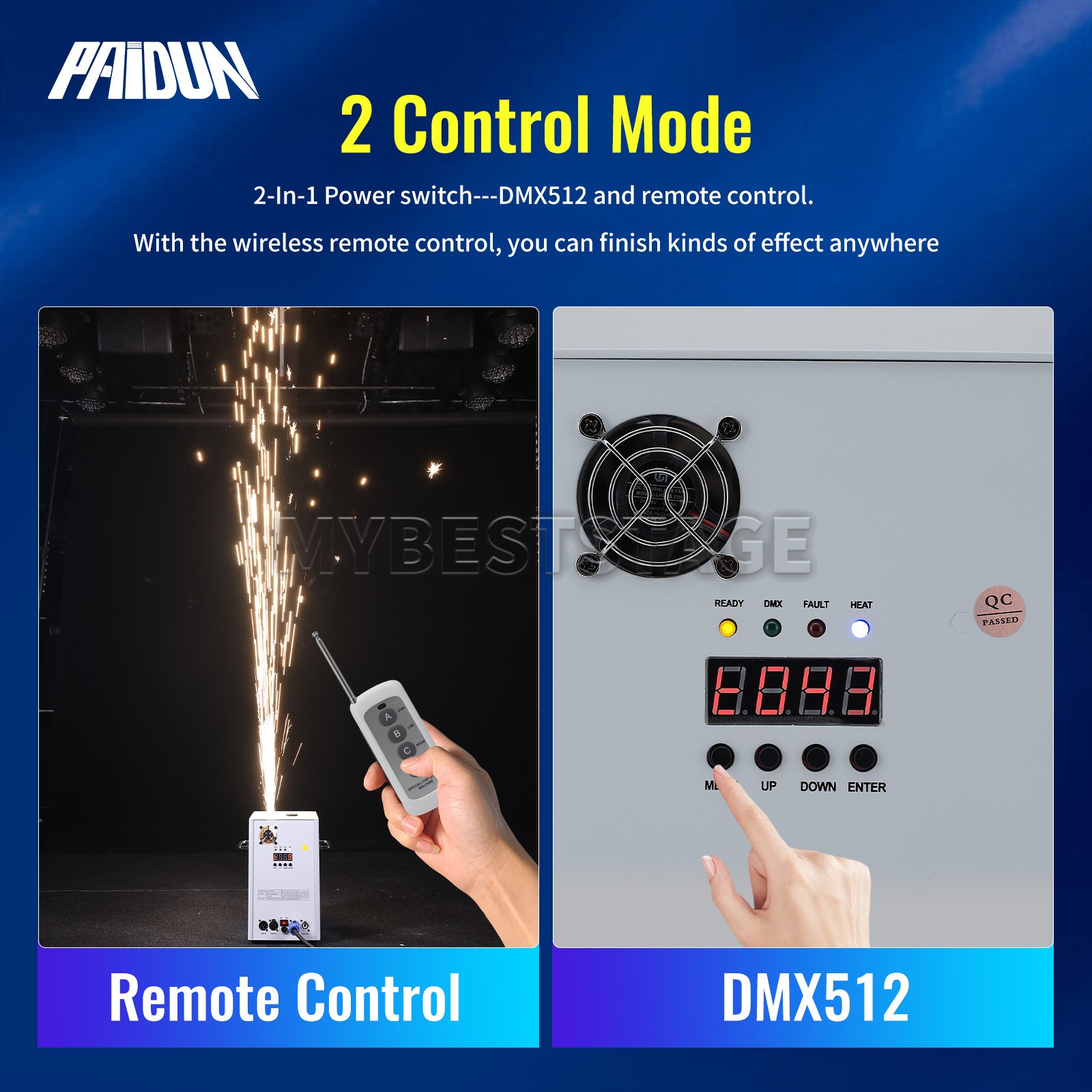 PAIDUN 2PCS Large Cold Spark Machine 850W DMX Firework Stage Effect Flight Case