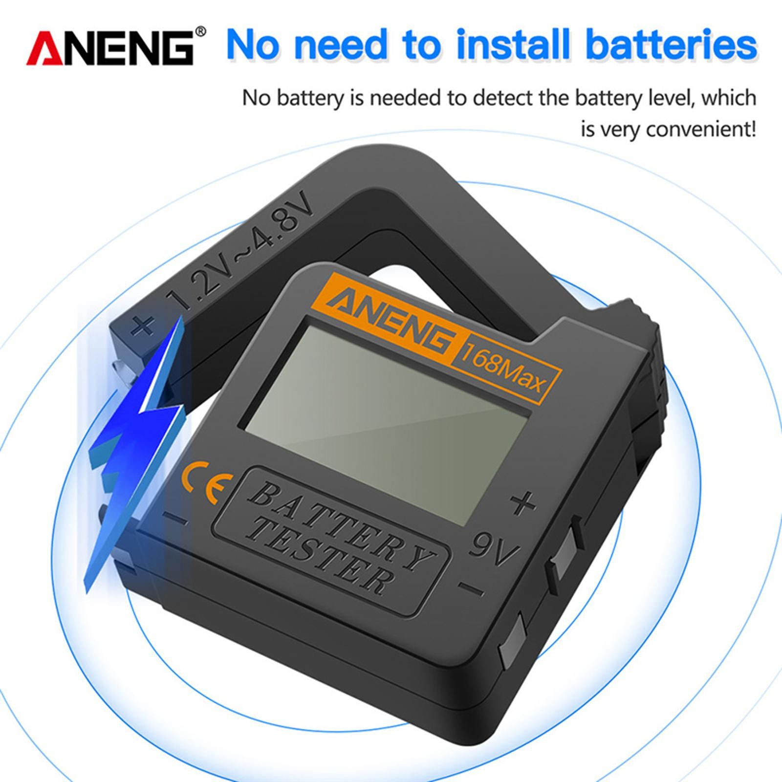 New ANENG 168Max Digital Battery Capacity Checker Volt Checker For 9V AA AAA