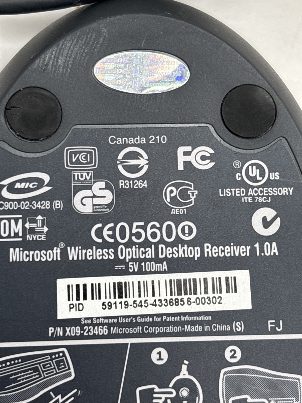 Microsoft Wired Optical Desktop Receiver 1.0A X09-23466 Wired USB Black Oem