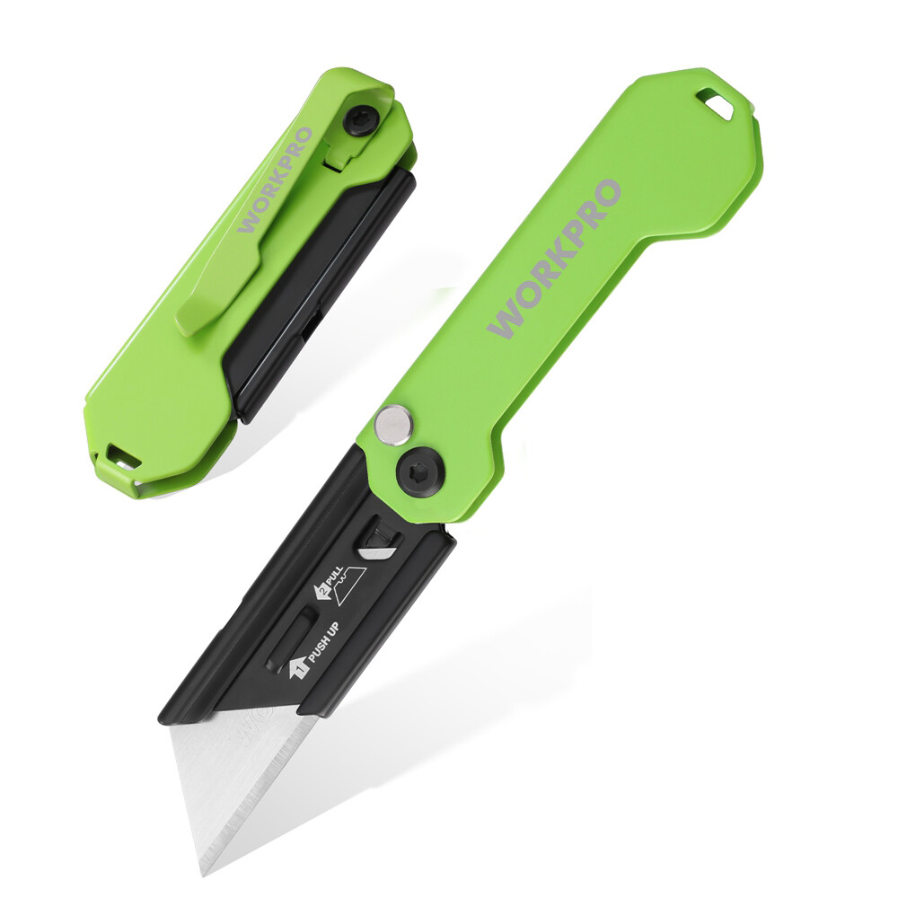 WORKPRO EDC Folding Utility Knife Mini Box Cutter with Quick Open Axis Lock USA
