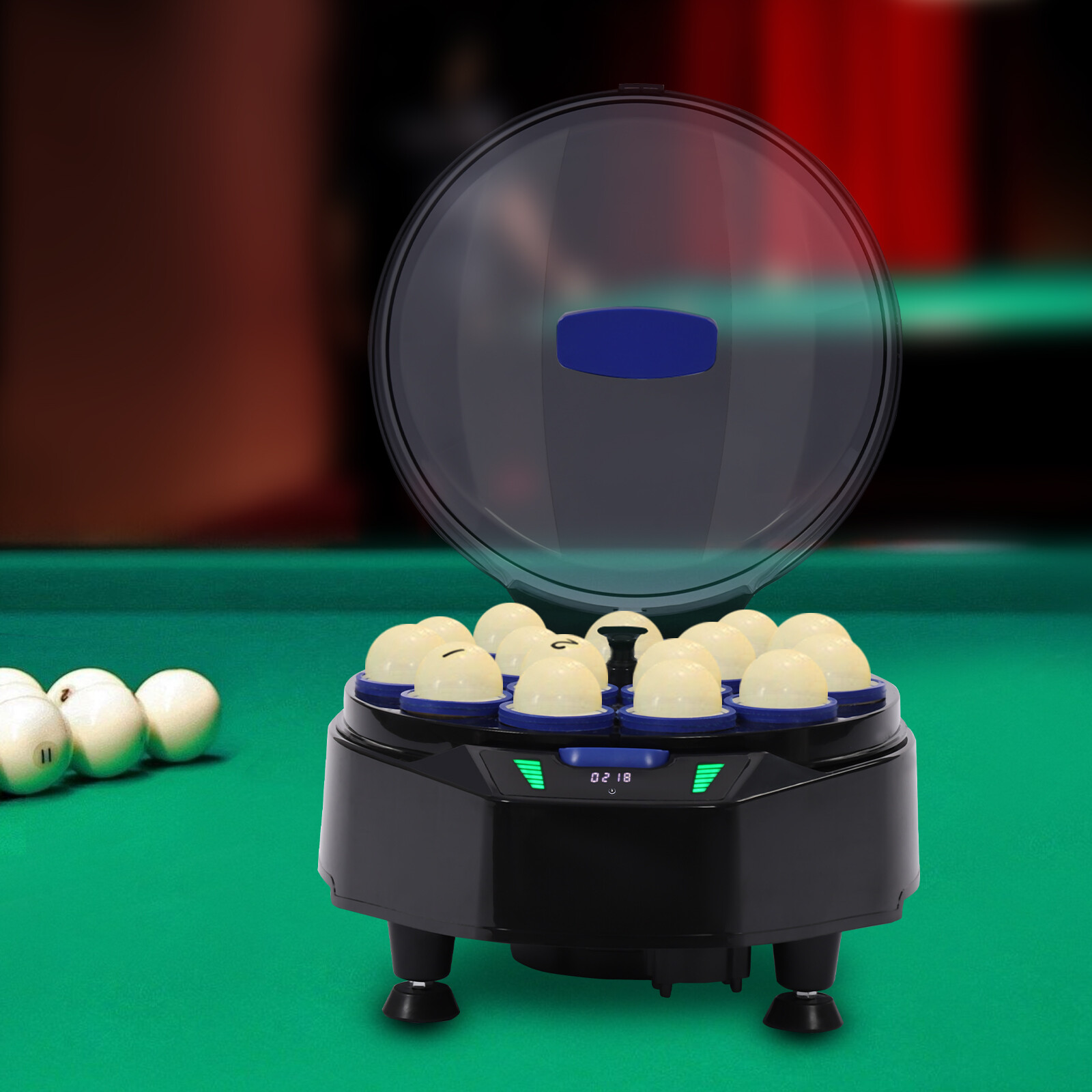 16Balls Round Automatic Billiard Ball Polisher Electric Pool Ball Cleaner Black
