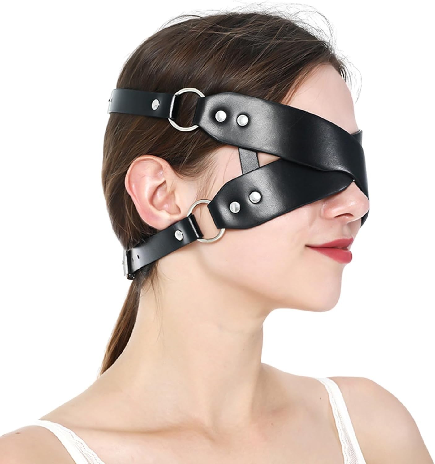Adjustable BDSM Blindfold Eye Mask for Couples Soft PU Leather Comfortable Wear