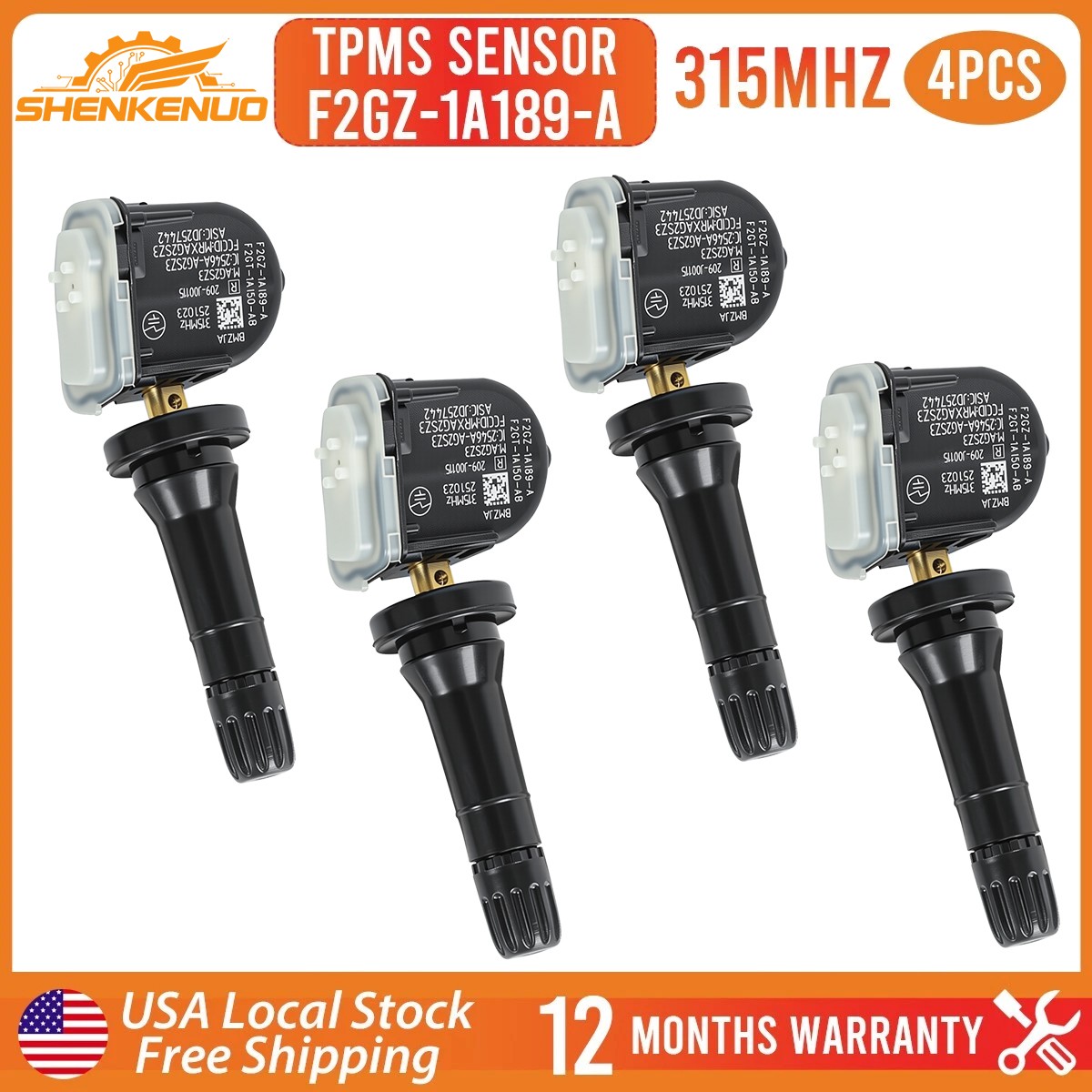 4x Programmed TPMS Tire Pressure Sensor F2GZ-1A189-A for Ford F150 Edge Lincoln