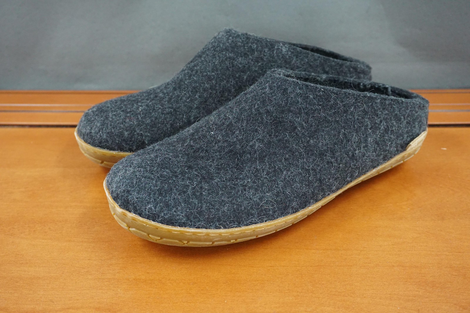 Glerups Shoes Mens Size 8 Gray Wool Clog Slippers Casual Comfort Rubber Sole